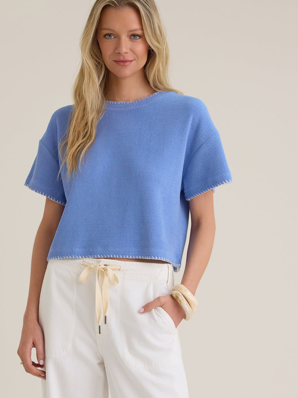 Makenzie Ribbed Whipstitch Top