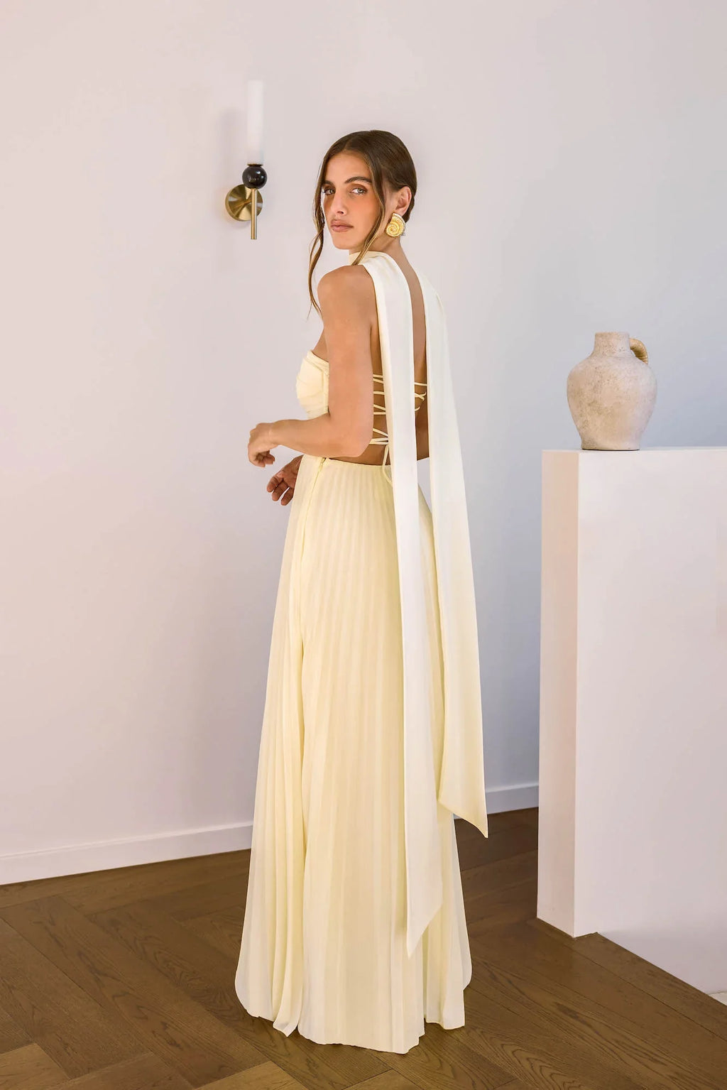 Rosewater Roads Strapless Maxi Dress Yellow