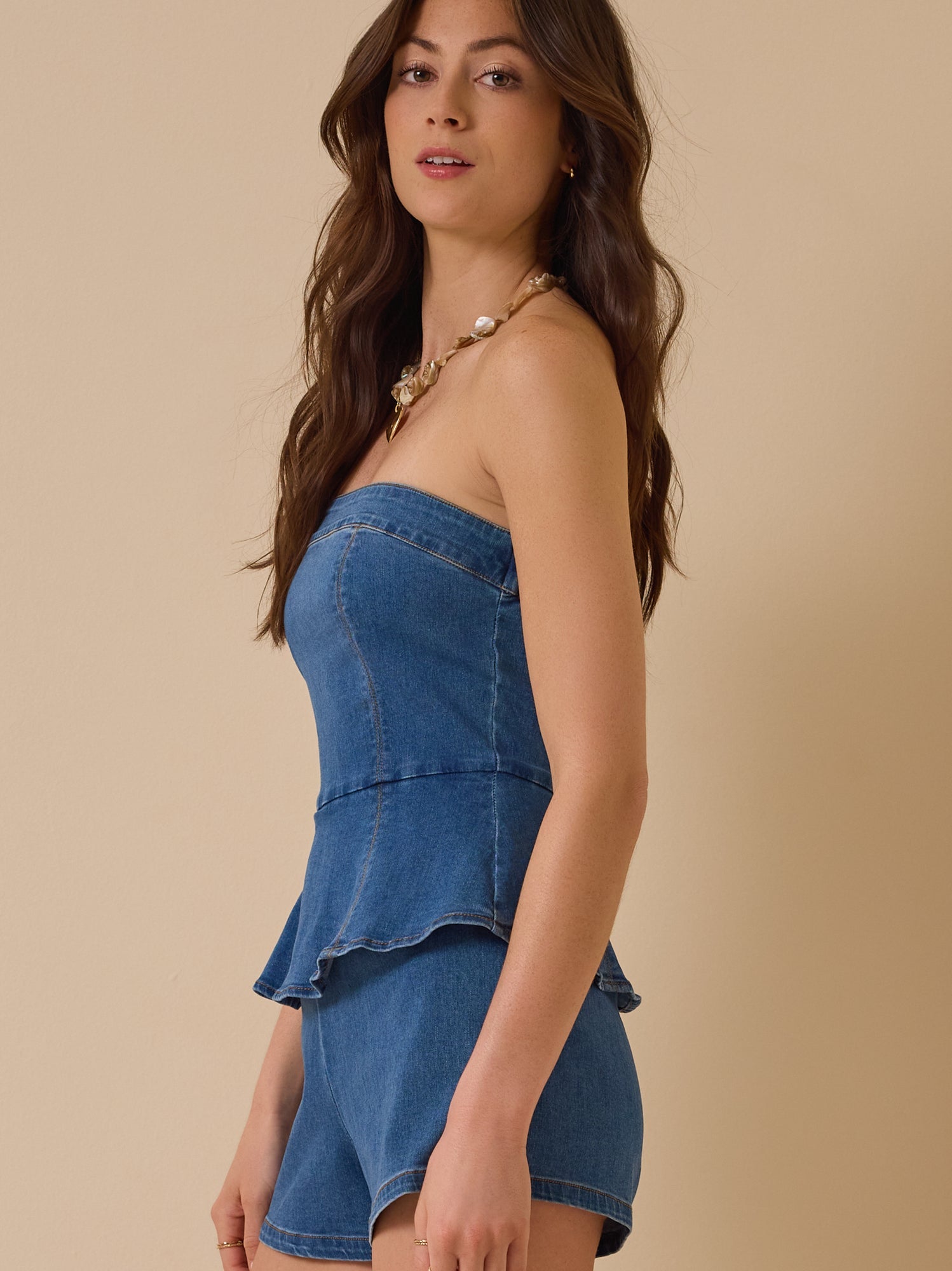Dakota Strapless Denim Romper
