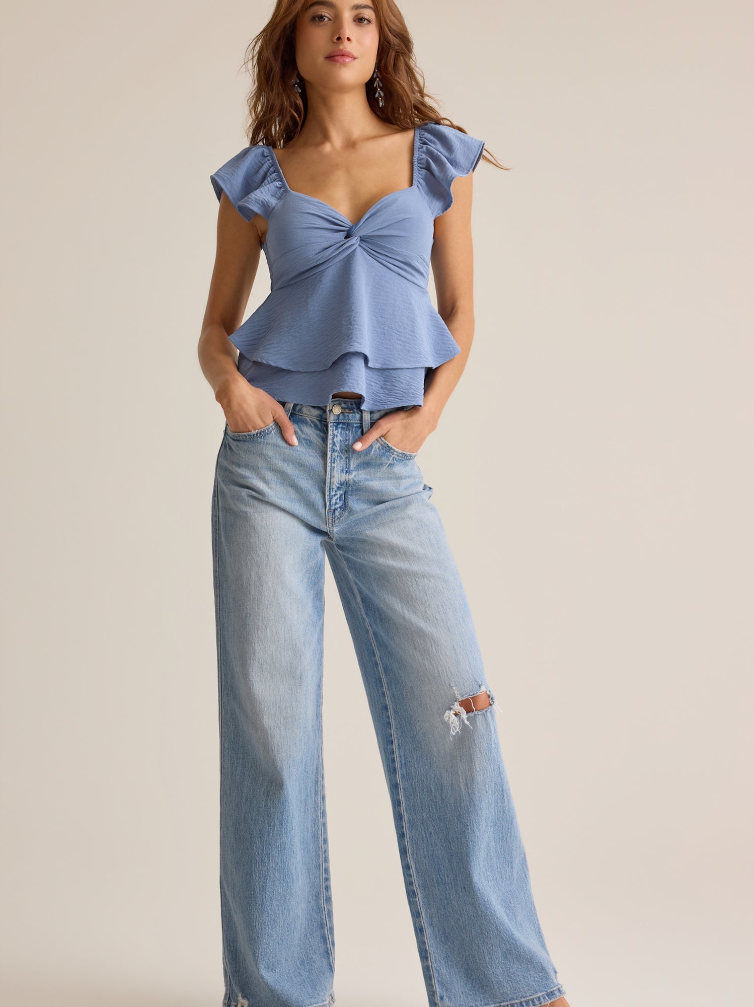 Cressida Flutter Sleeve Babydoll Top