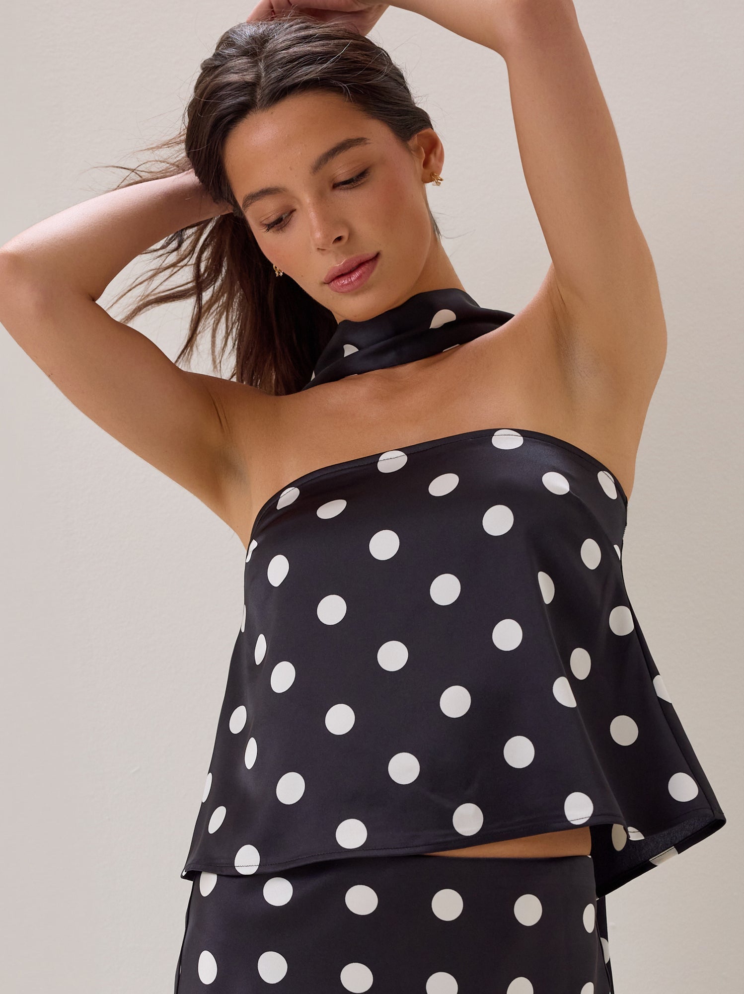 Nancie Polka Dot Scarf Top