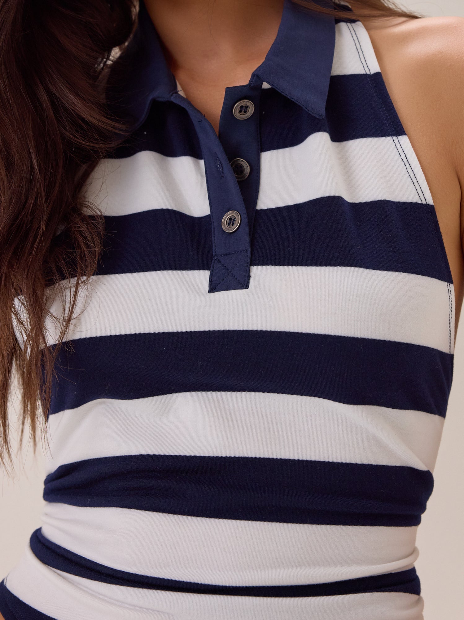 Tinsley Halter Rugby Stripe Top