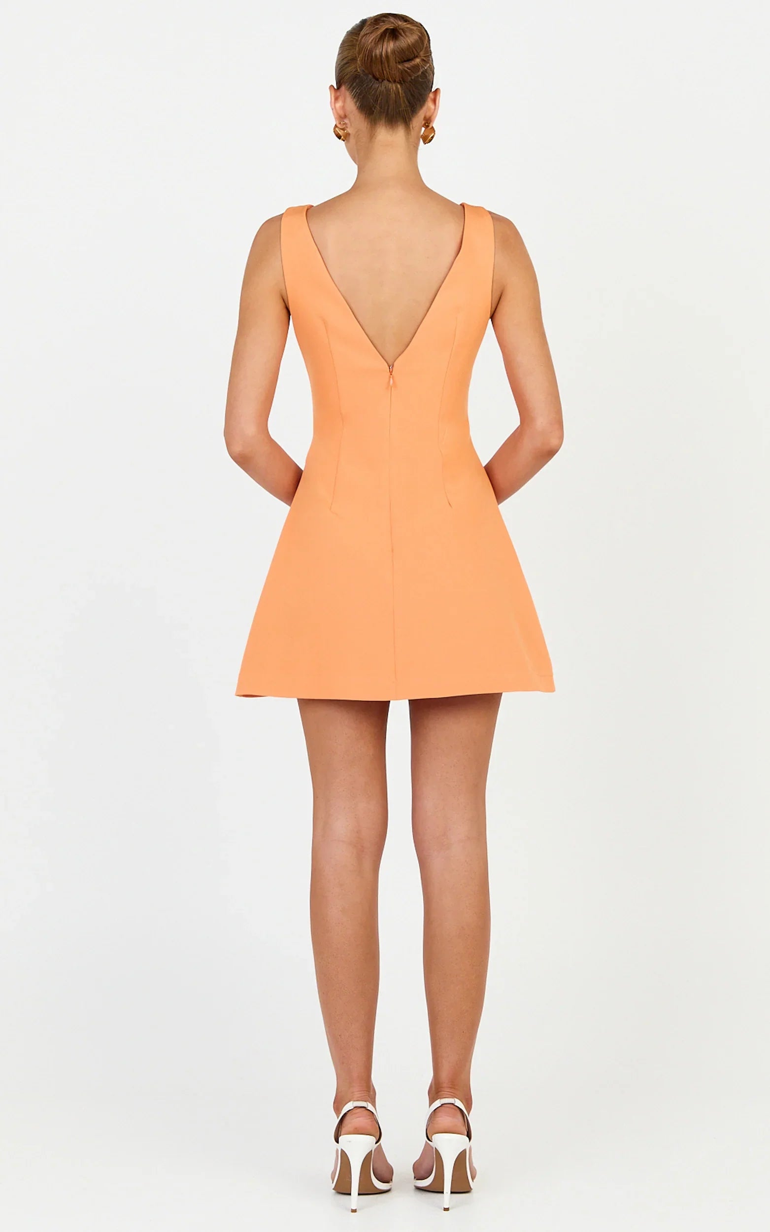 Karissa Mini Dress - V Neck Fit And Flare Dress in Orange