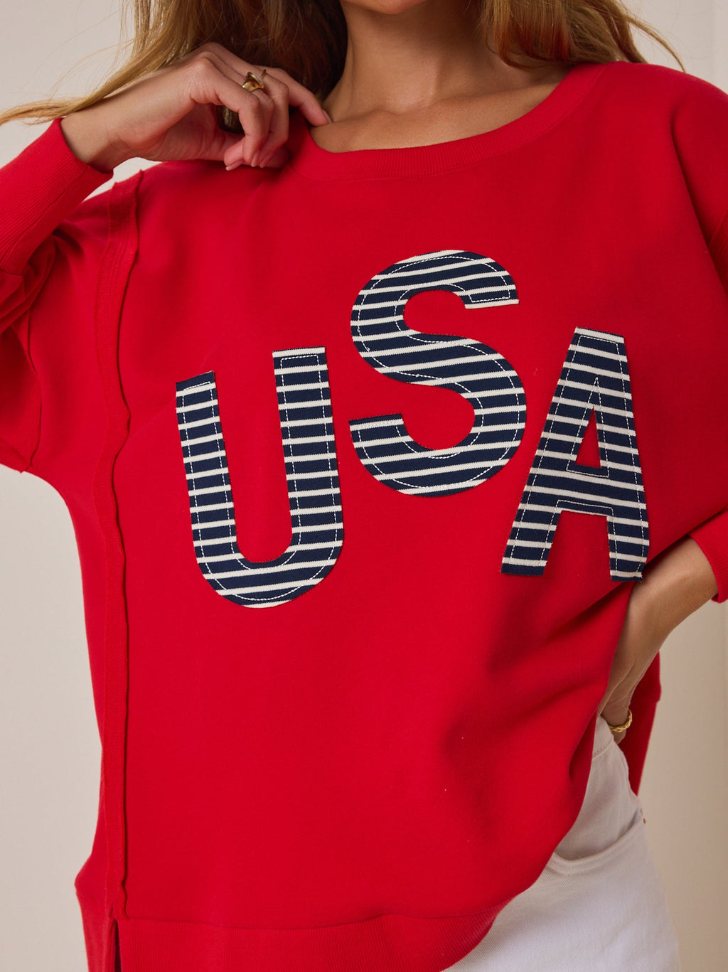 USA Striped Applique Sweatshirt