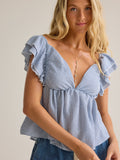 Kim Stripe Ruffle Top