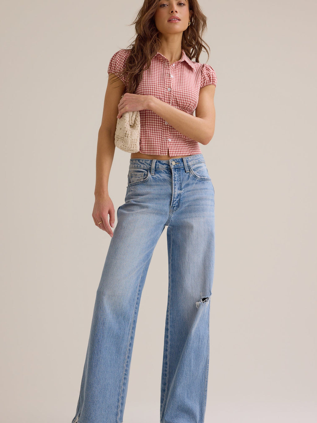 Bonnie Gingham Button Up Top