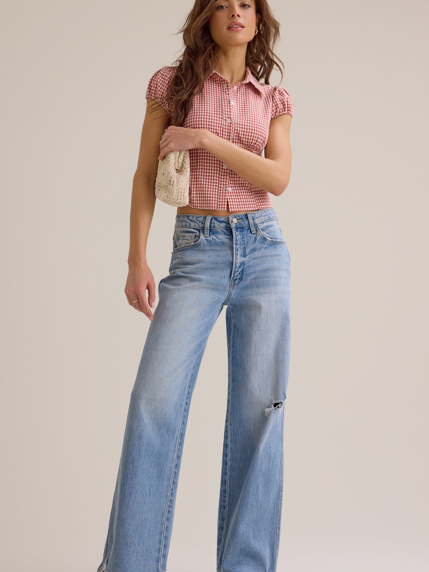 Bonnie Gingham Button Up Top