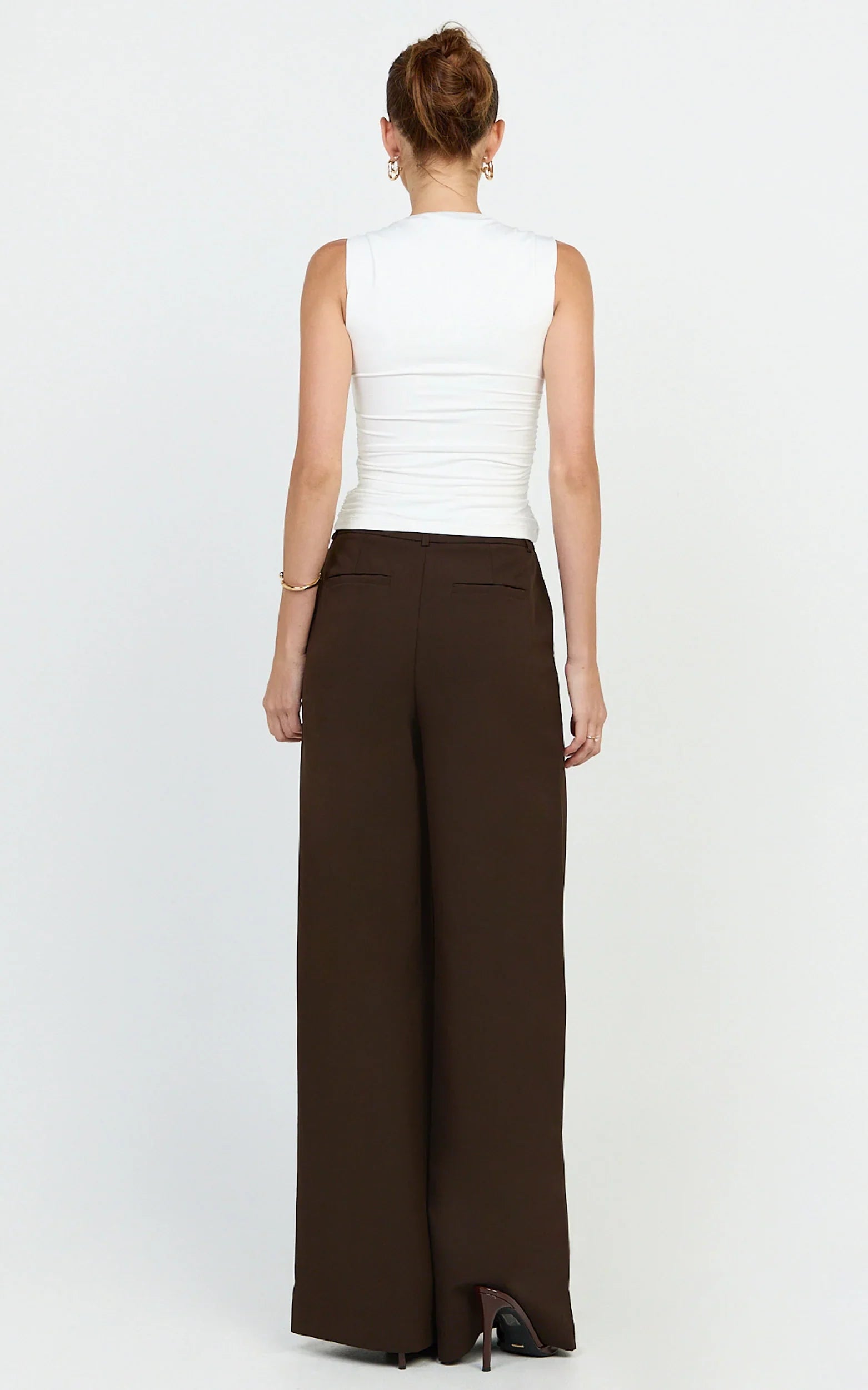 Seraphina Top - Square Neck Gathered Waist Top in Off White