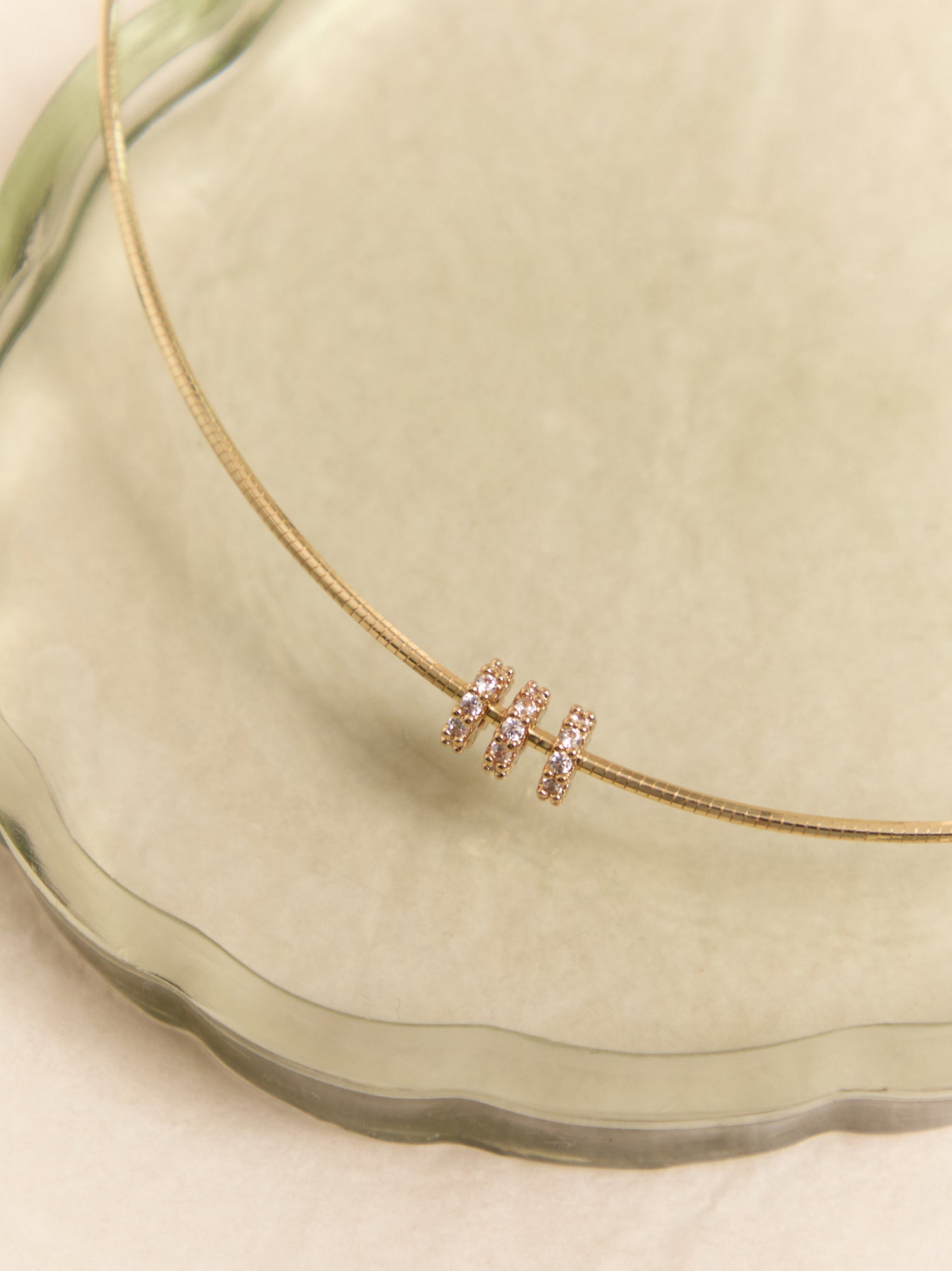 18K Gold Wire Slider Charm Necklace