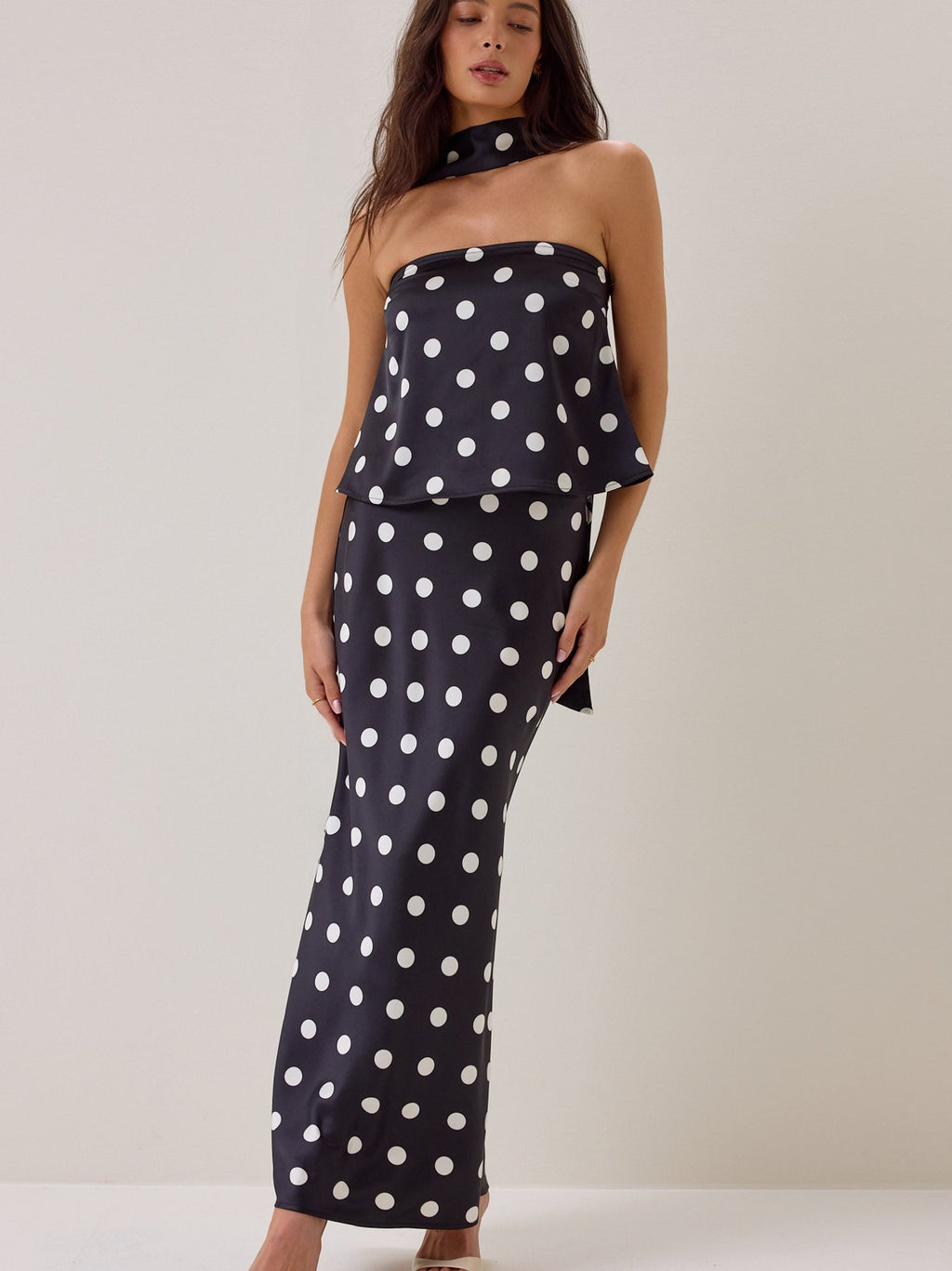 Nancie Polka Dot Scarf Top