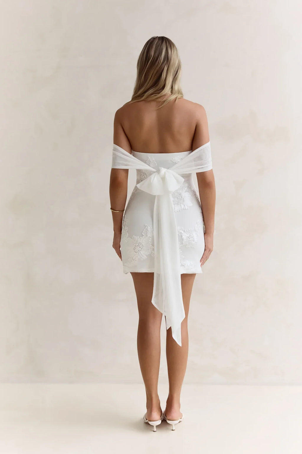Forevermore Mesh Off Shoulder Mini Dress White