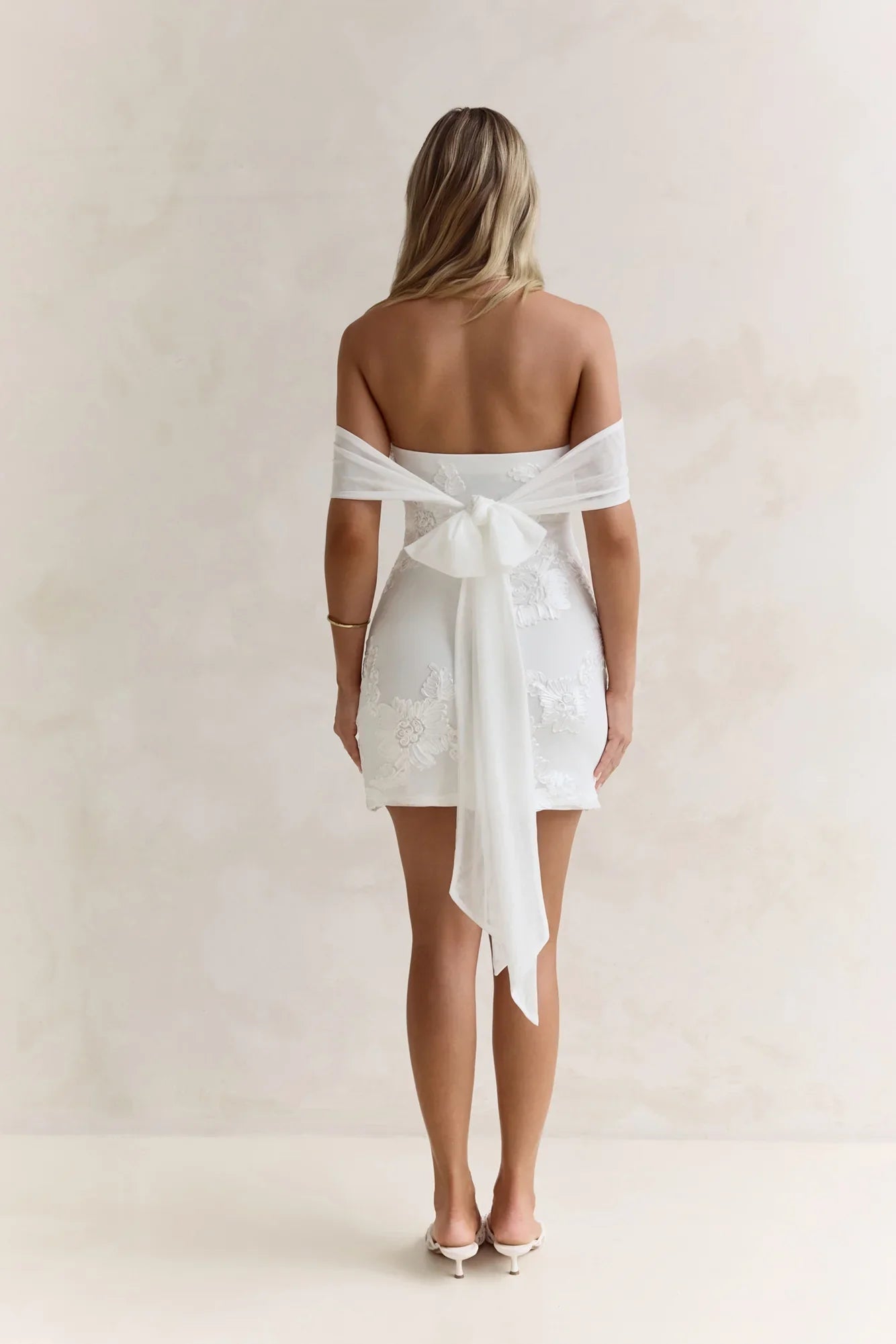 Forevermore Mesh Off Shoulder Mini Dress White