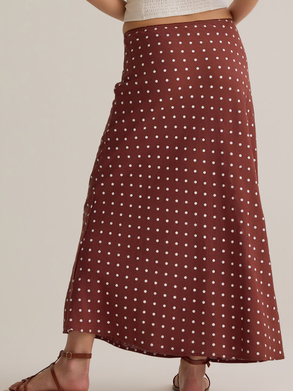 Elodie Polka Dot Linen Maxi Skirt