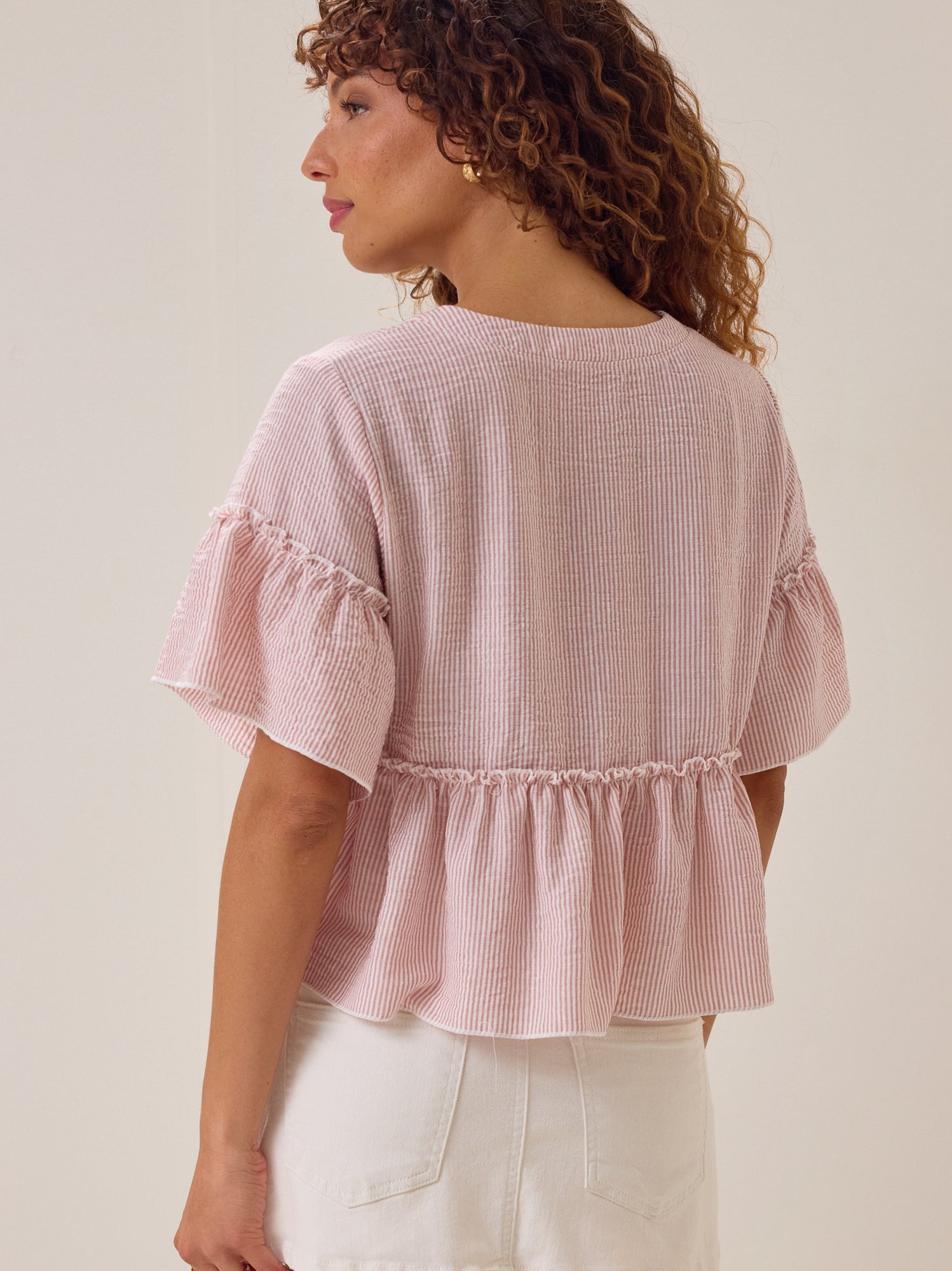 Calista Stripe Peplum Top
