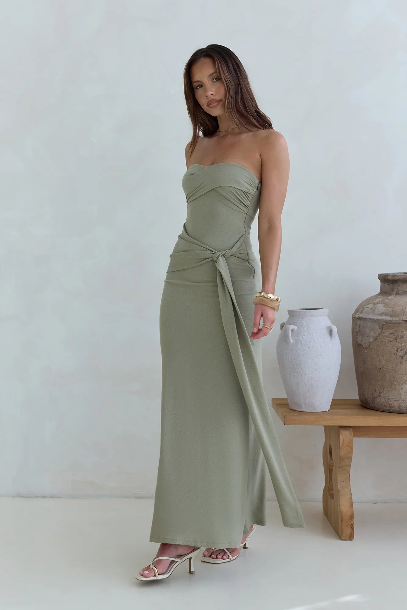 Follow You Strapless Maxi Dress Sage