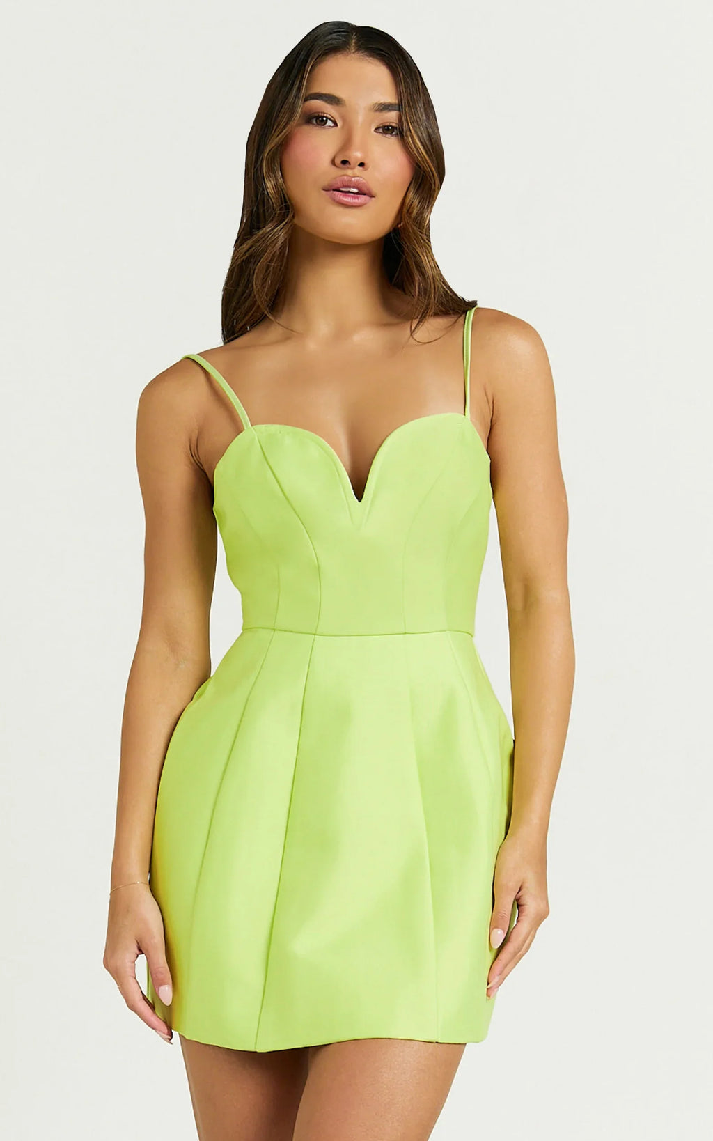 Amalie The Label - Kora Plunge A Line Mini Dress - In Citrus