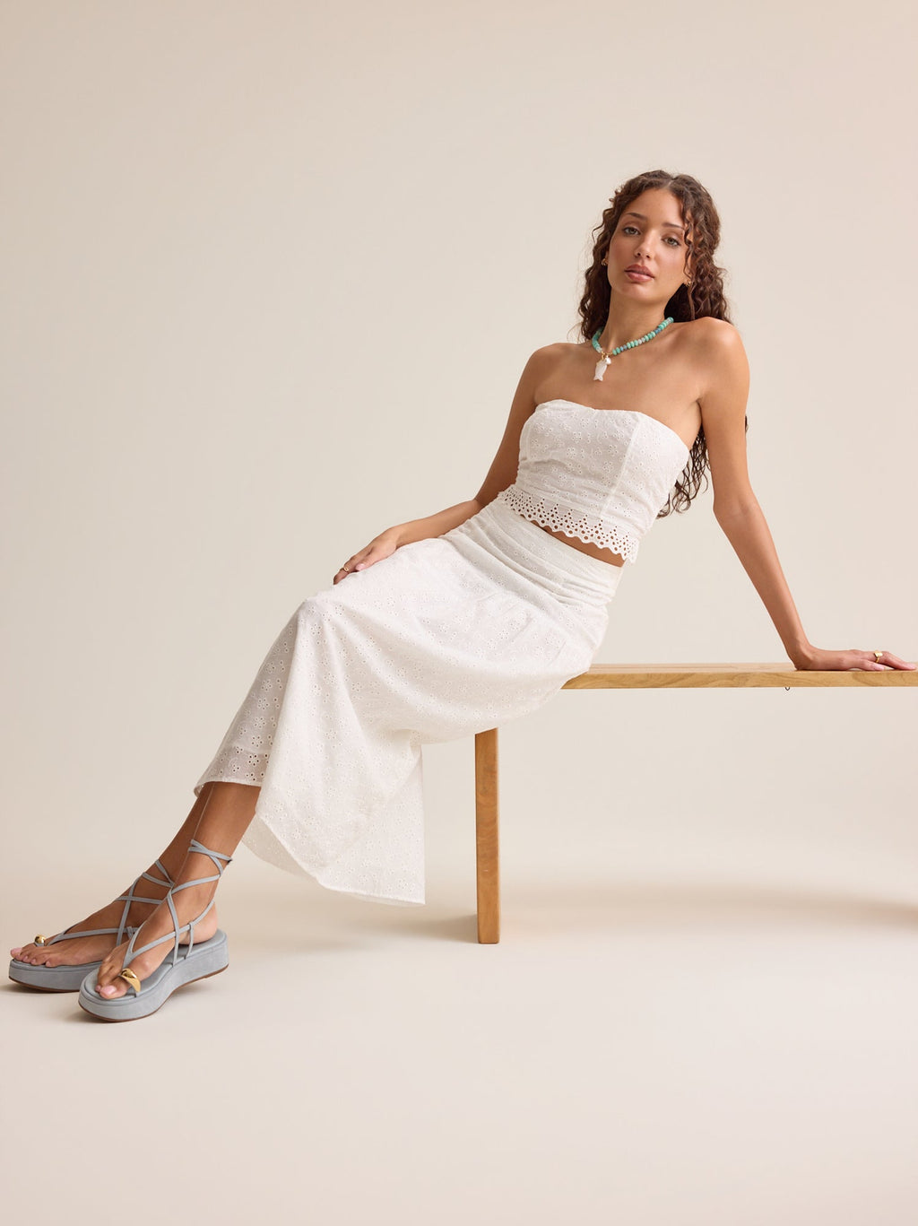 Hayes Eyelet Midi Skirt