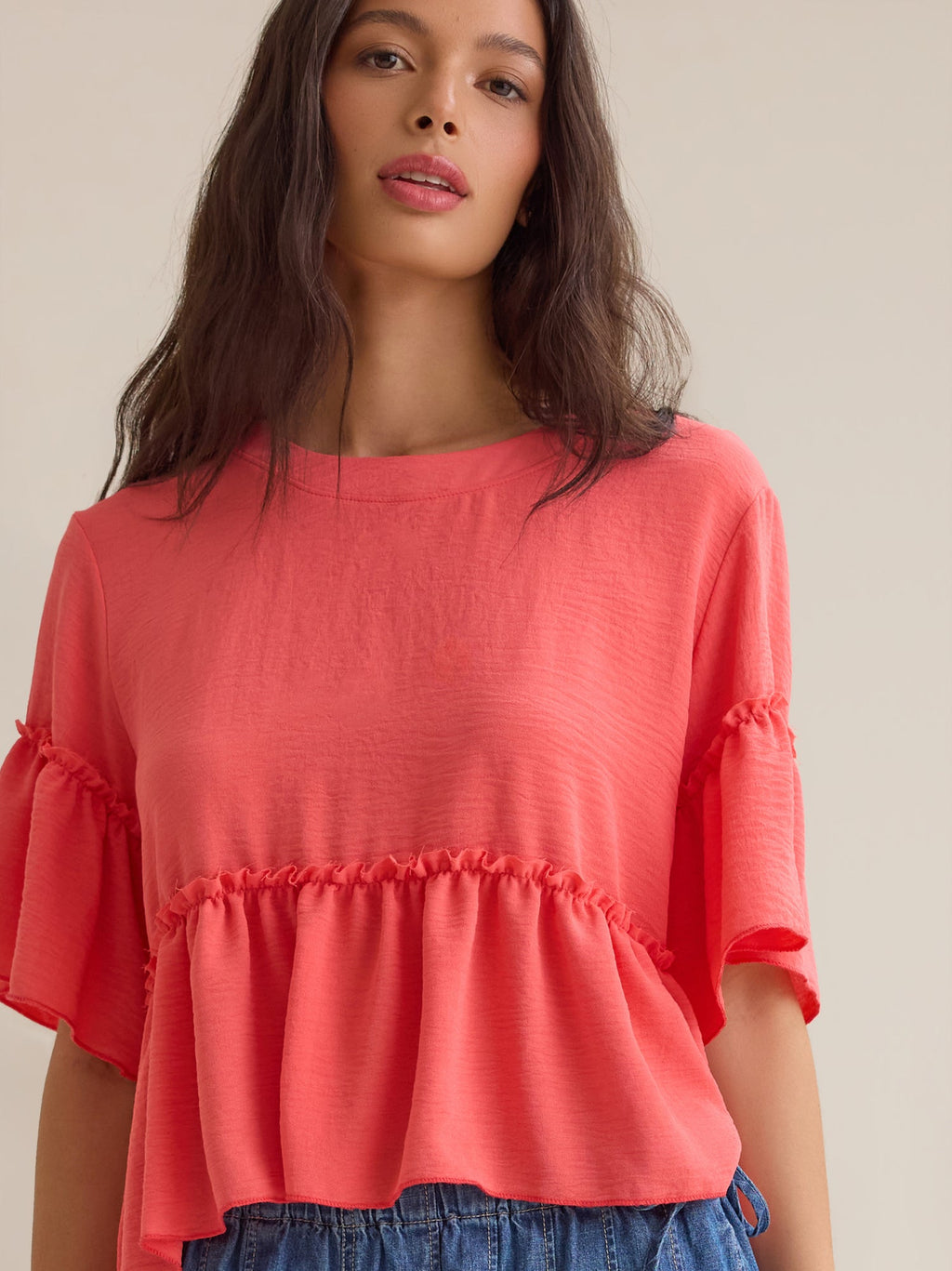 Jackie Ruffle Sleeve Top
