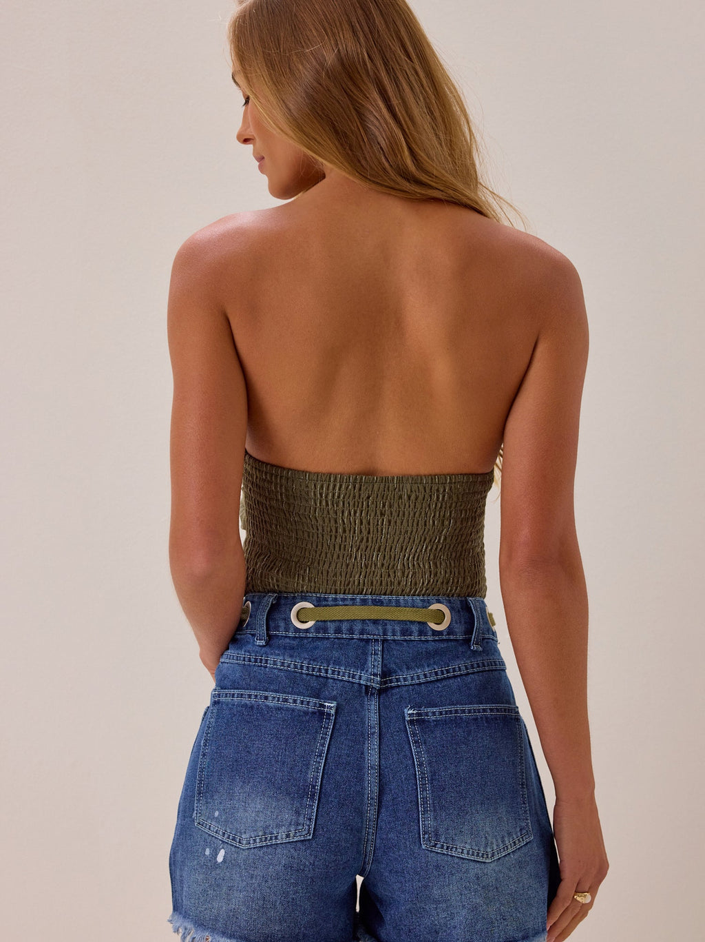 Kenzy Tie Waist Denim Shorts