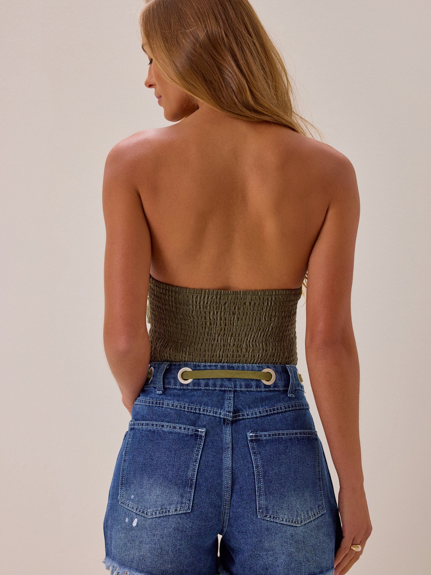 Kenzy Tie Waist Denim Shorts