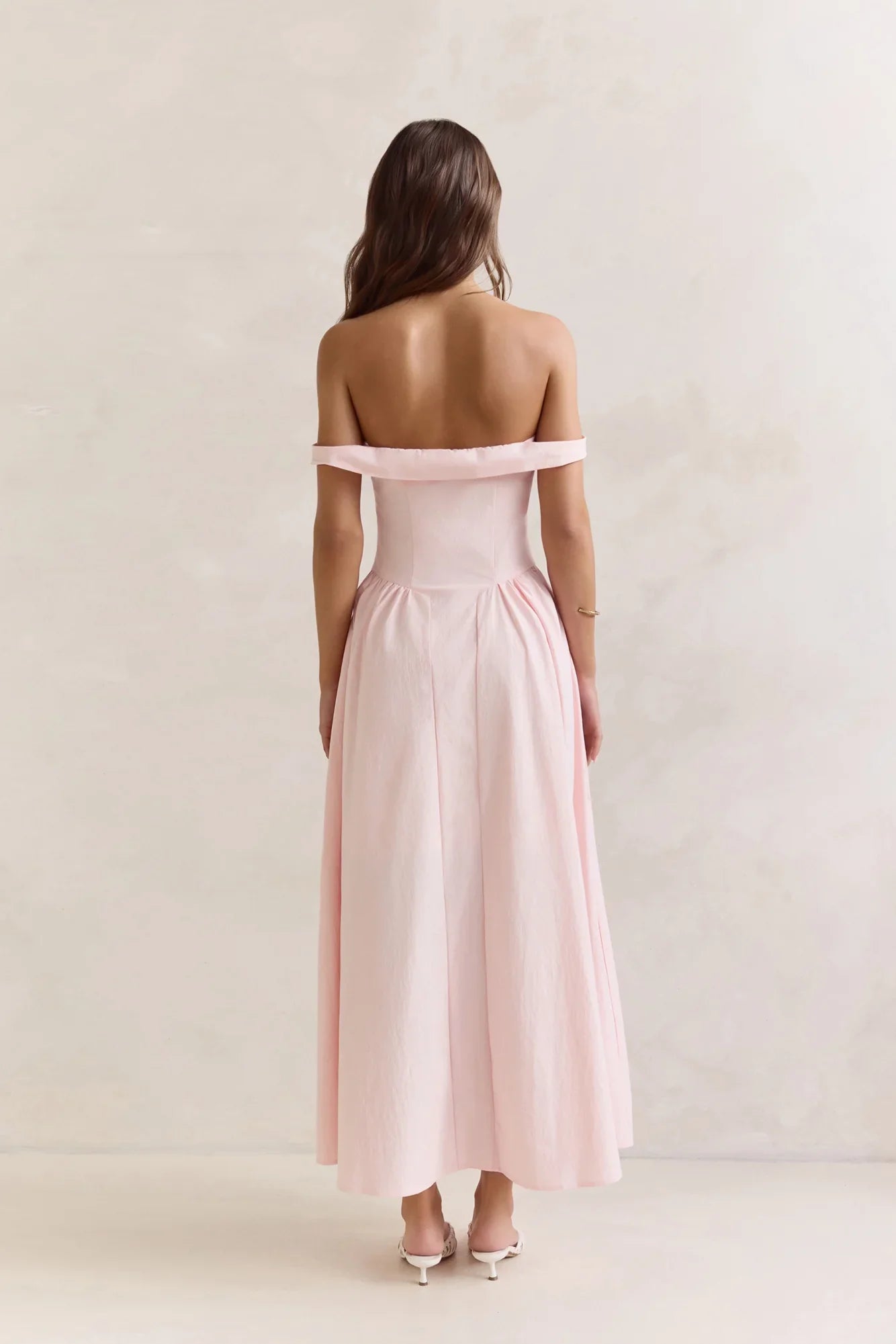Memory Of Fate Off Shoulder Maxi Dress Pink