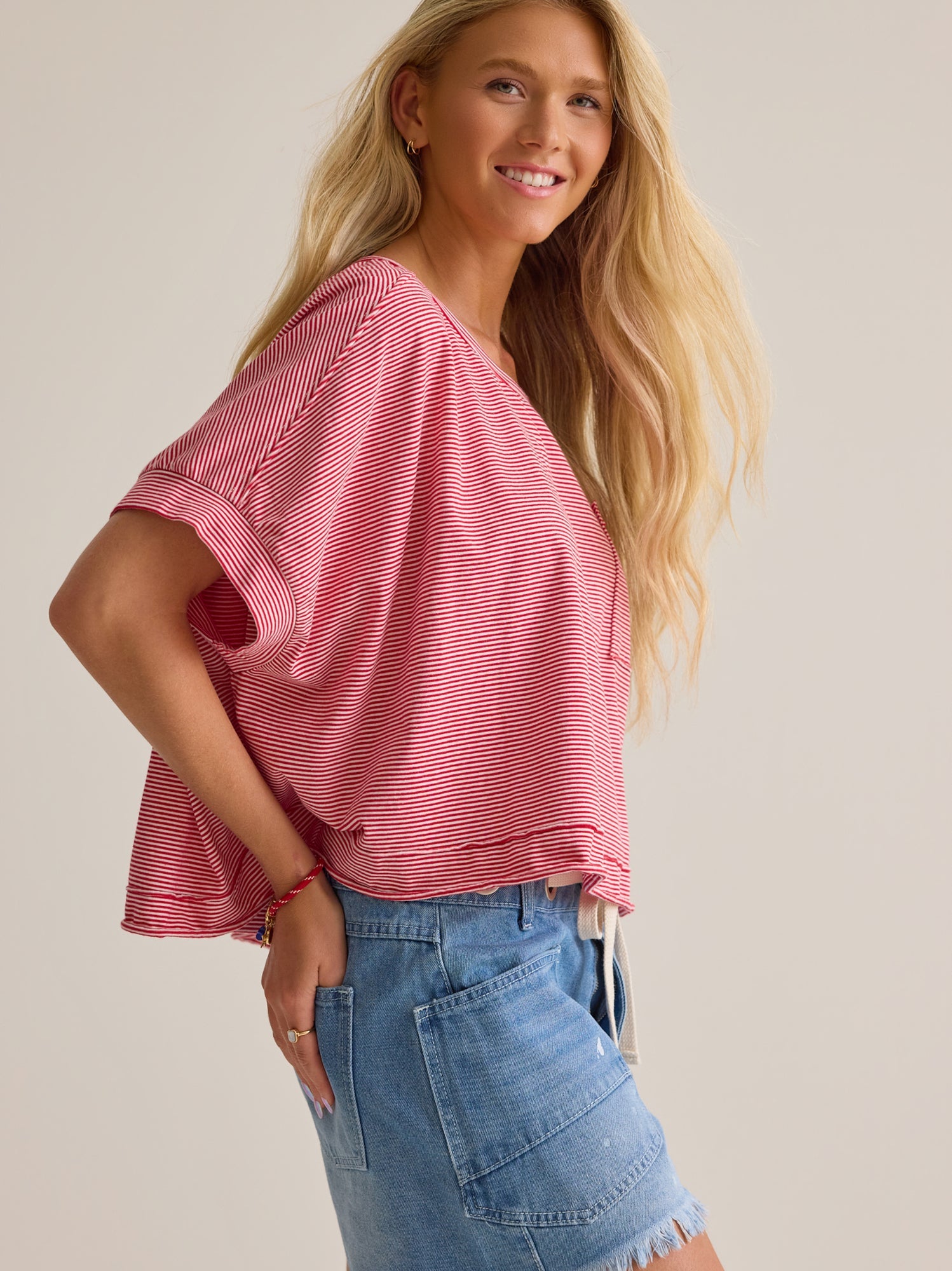 Abigail Stripe Cropped Tee