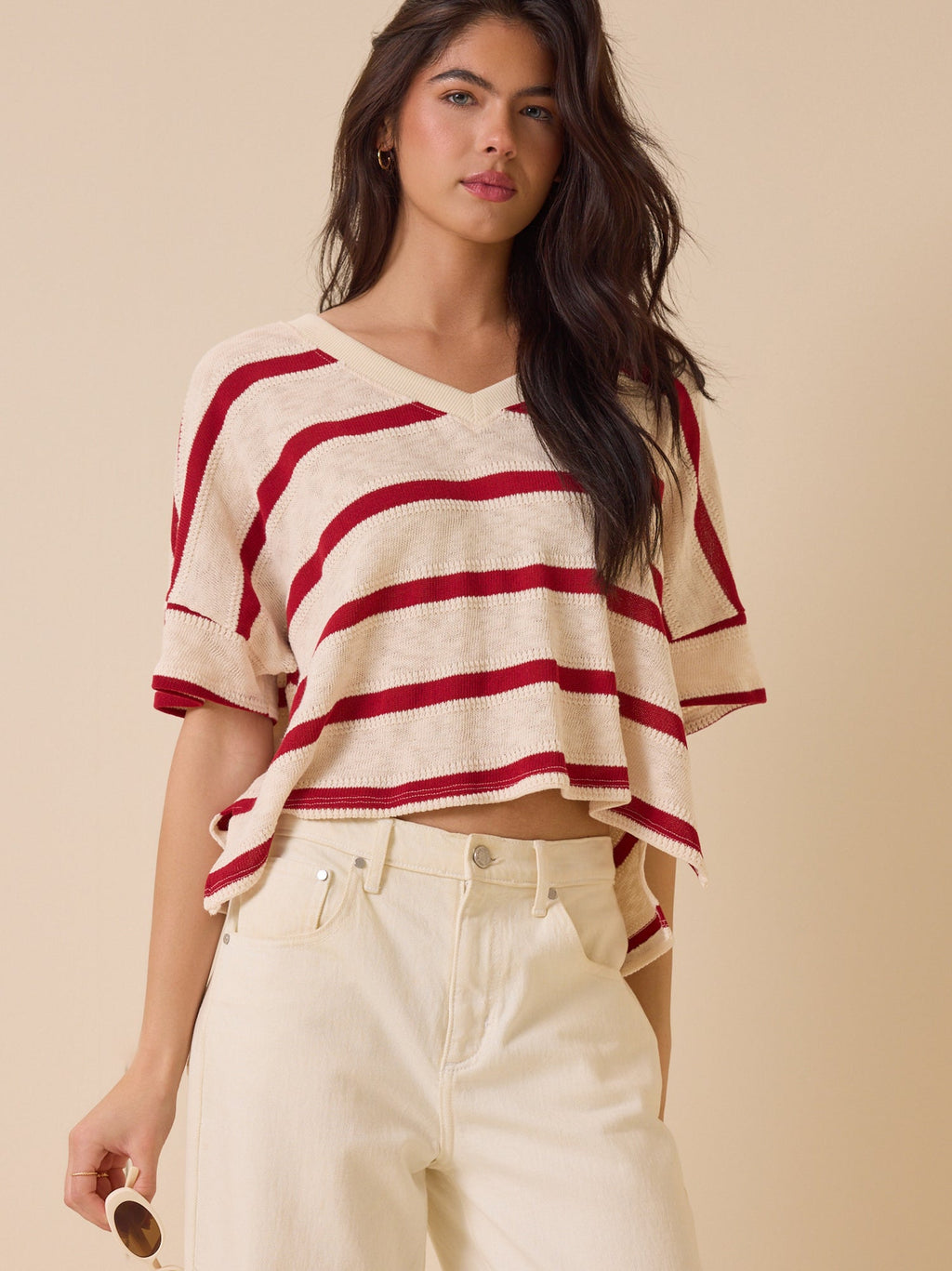Dylan Striped V-Neck Top