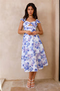 Moon Orchids Midi Dress Blue