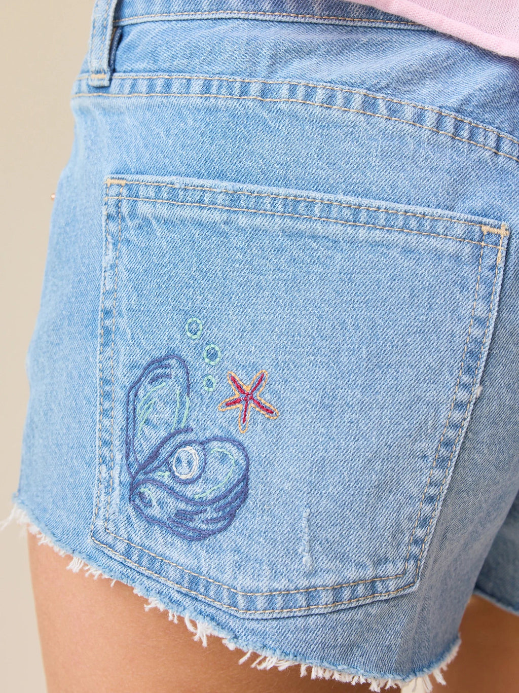 Isla Sea Embroidered Denim Short