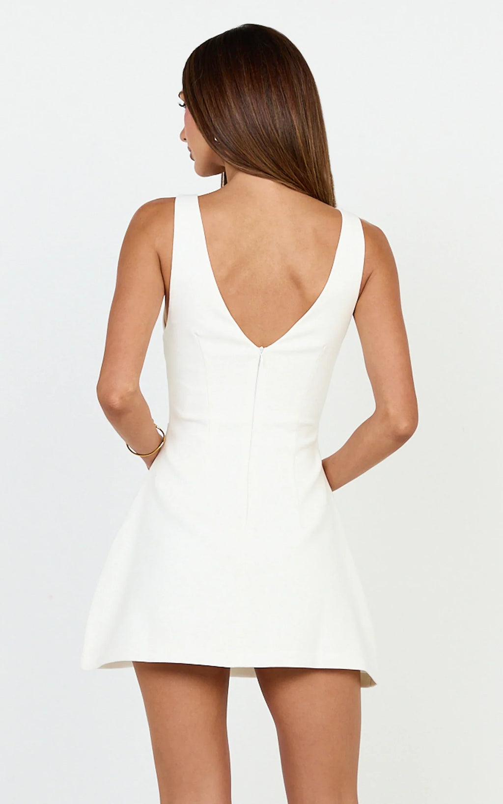 Freddie Mini Dress - Boat Neck Fit and Flare Dress in White