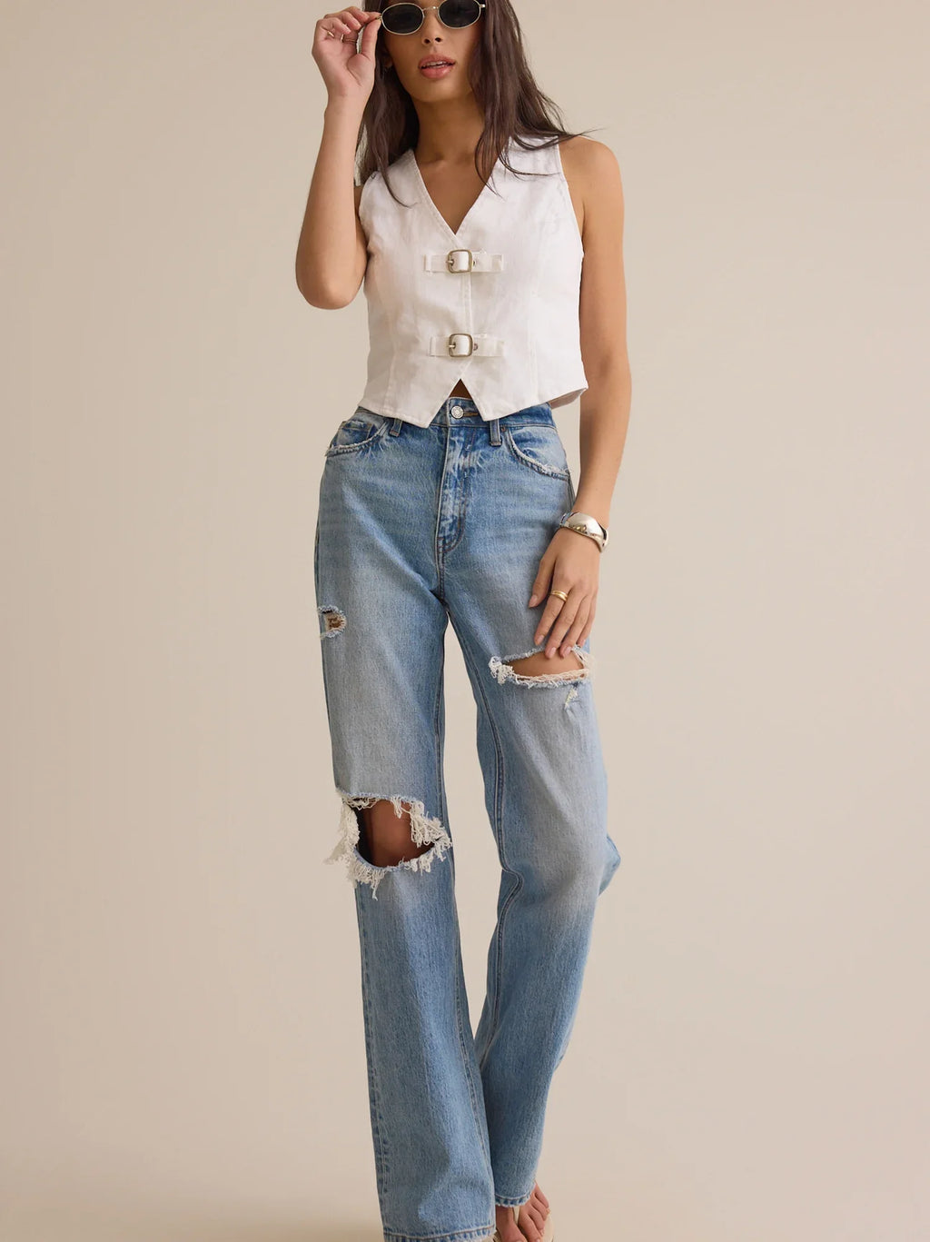 Indie Denim Buckle Front Vest