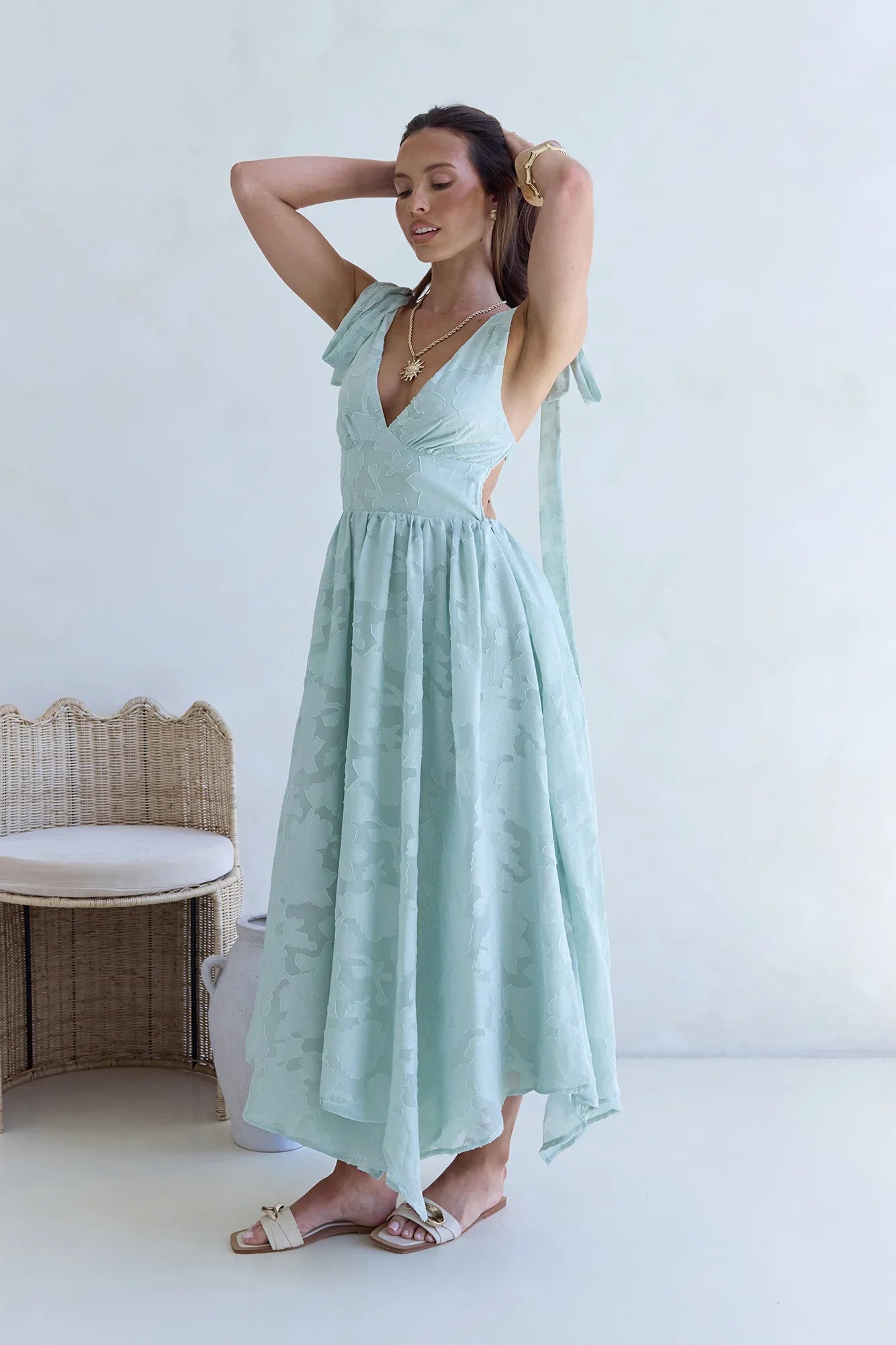 Golden Night Maxi Dress Sage