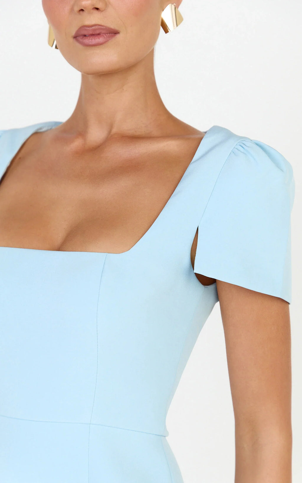 Zinnia Mini Dress - Square Neck Tulip Dress in Blue