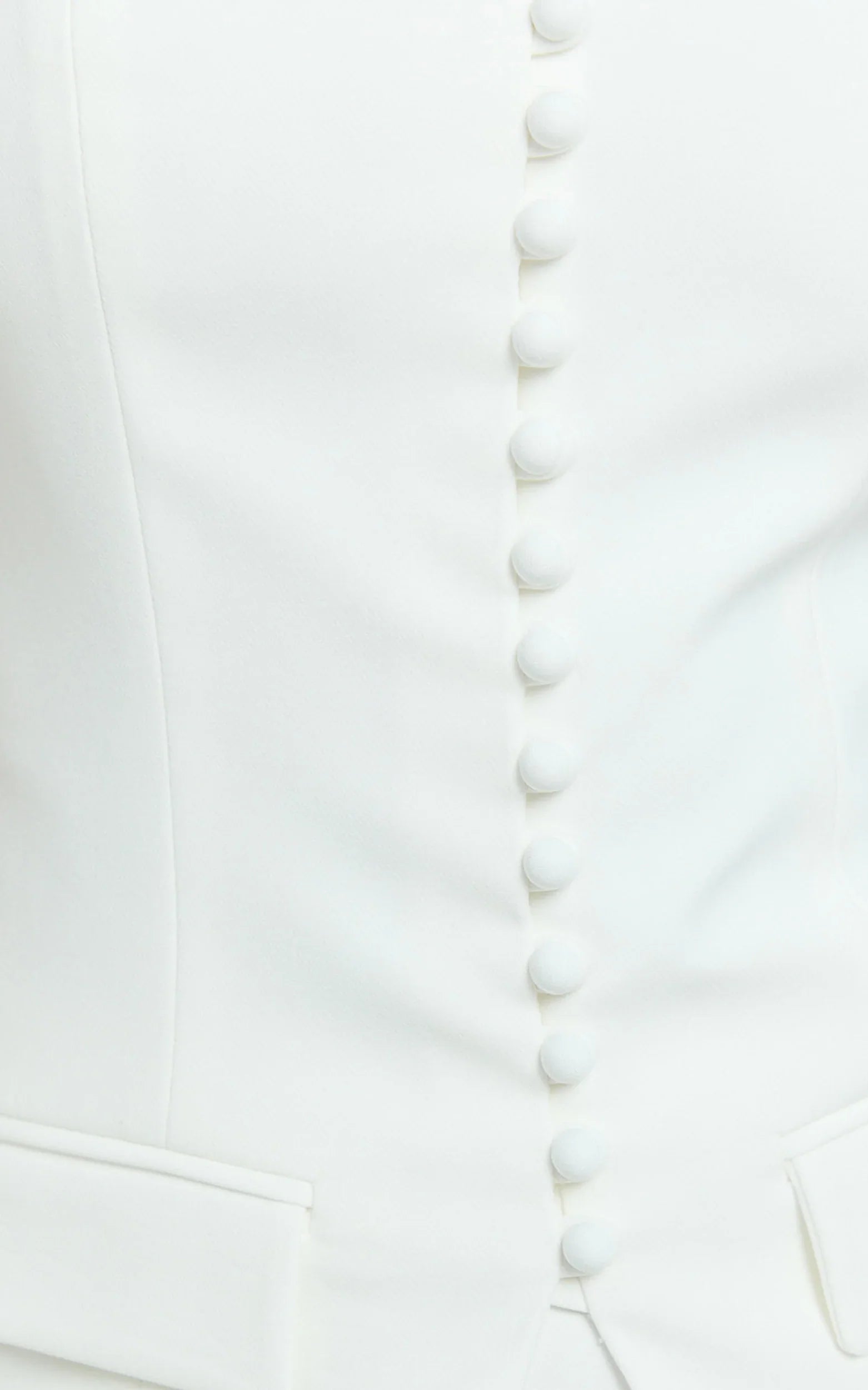 Monroe Two Piece Set - Strapless Button Down Longline Vest Top and High Waisted Mini Skirt in White