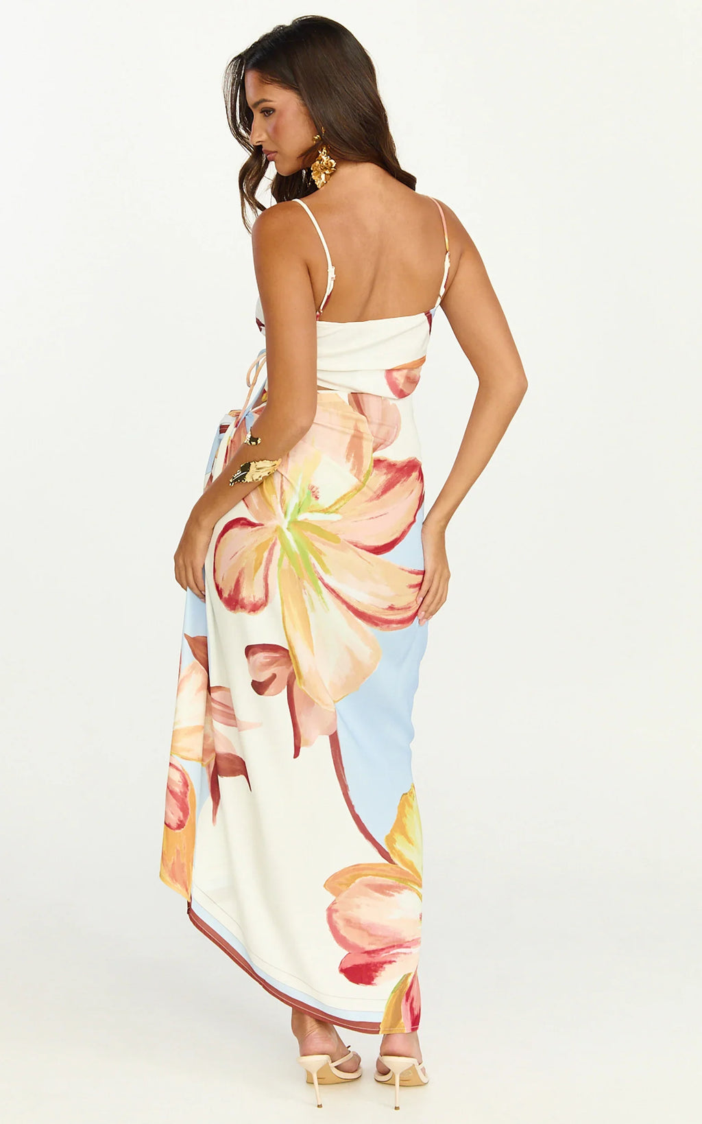 Robyn Midi Dress - Square Neck Side Ruched Cut Out Dress in Cornflower Blue
