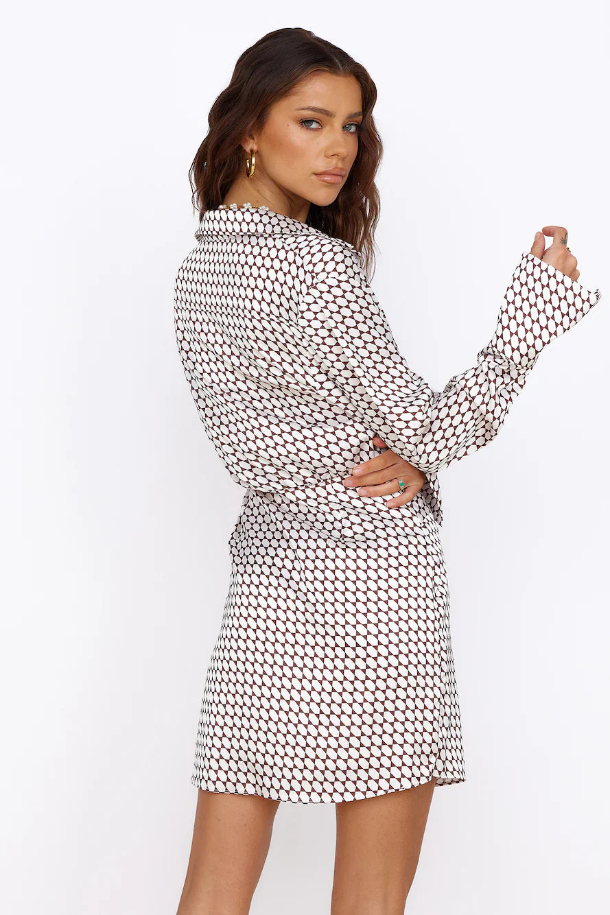 Mediterranean Glow Mini Dress Brown