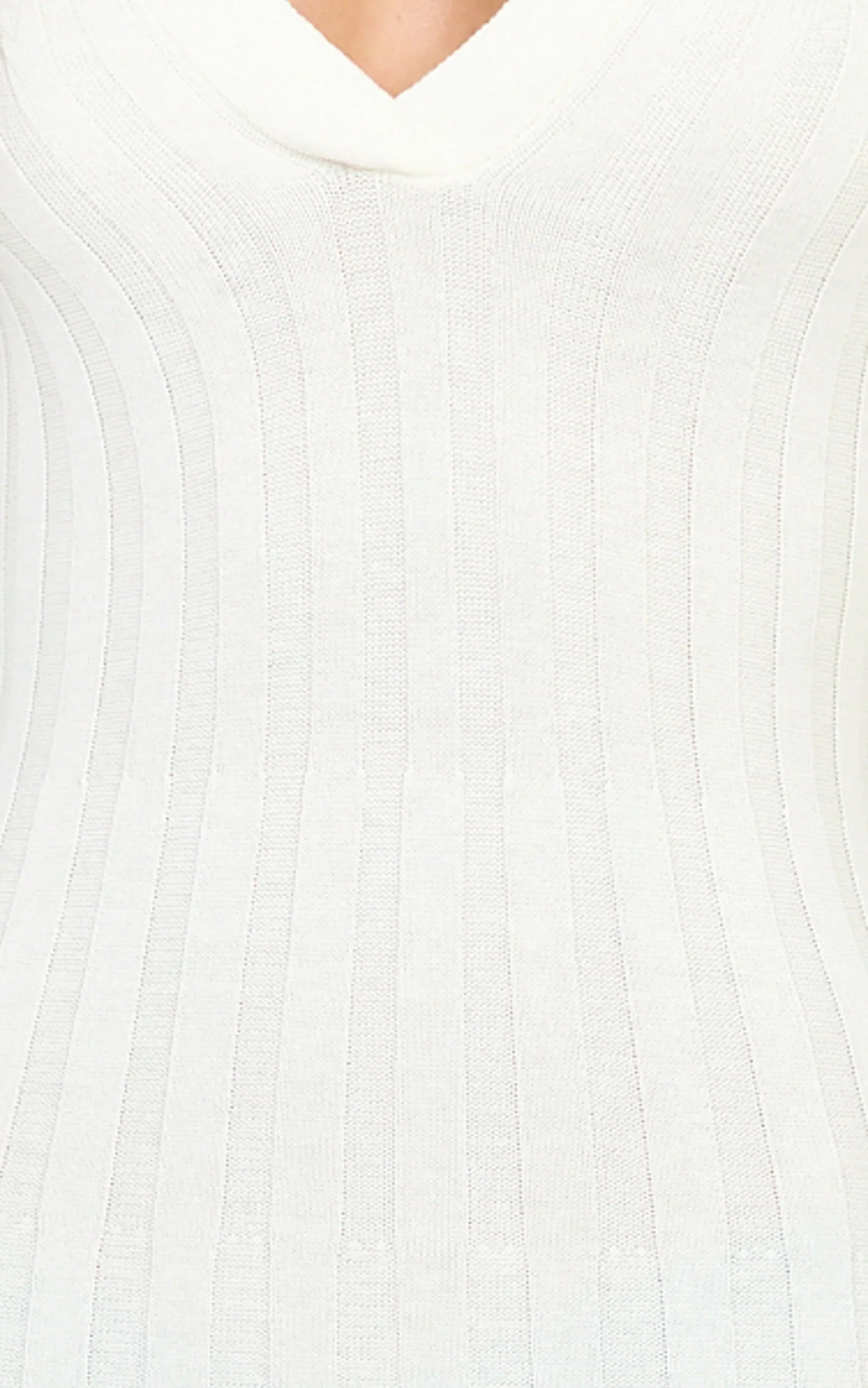 Pamela Midi Dress - Ribbed Knit Poli Midi Dress in Off White