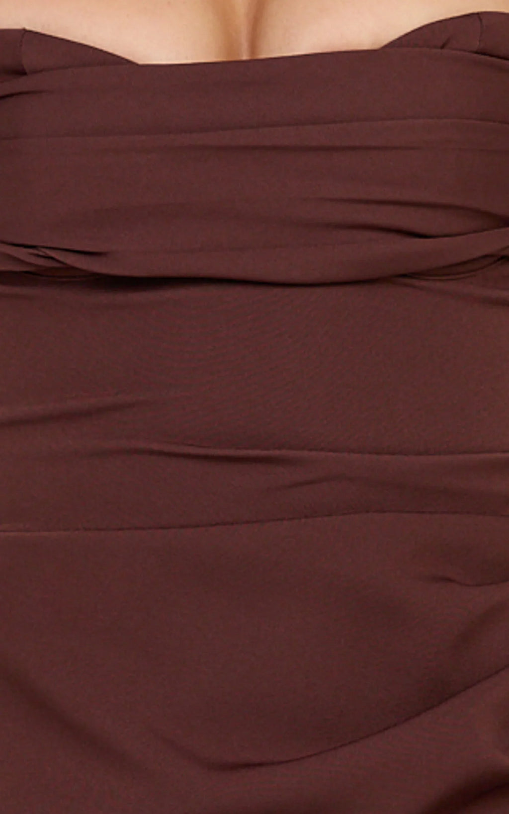 Kenna Mini Dress - Gathered Bust Tucked Waist Dress in Chocolate