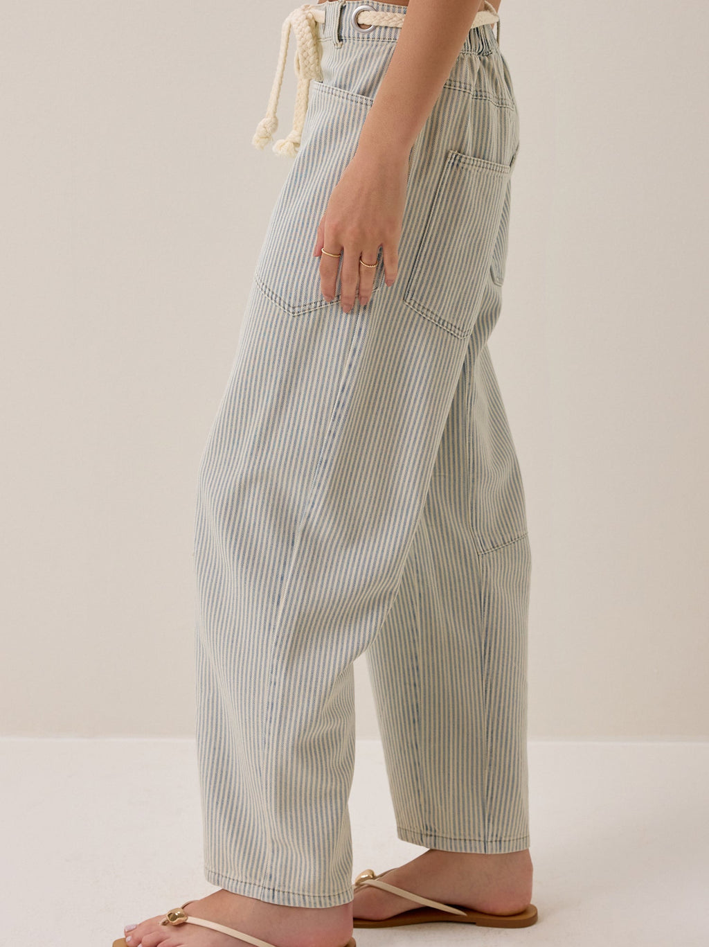 Laine Striped Barrel Jeans