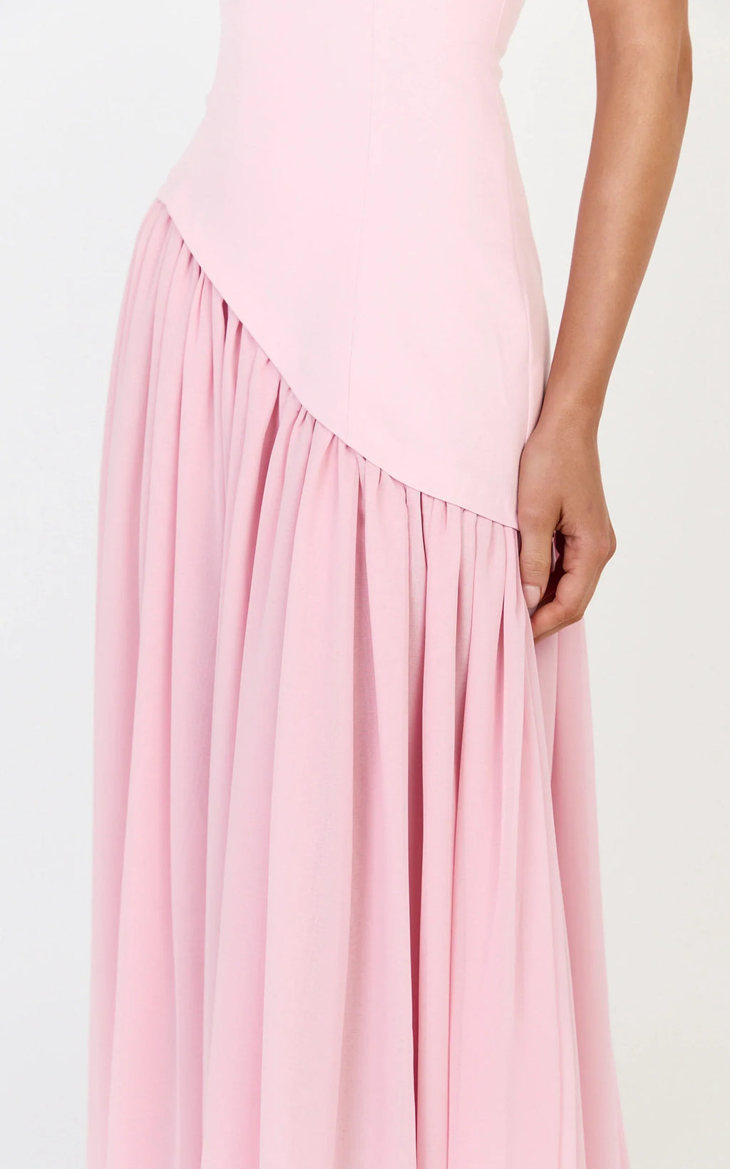 Calla Maxi Dress - Halter Neck Asymmetric Dropped Waist Dress in Pink