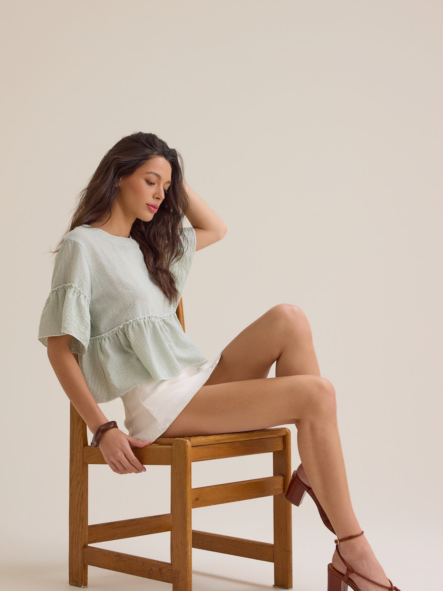 Calista Stripe Peplum Top