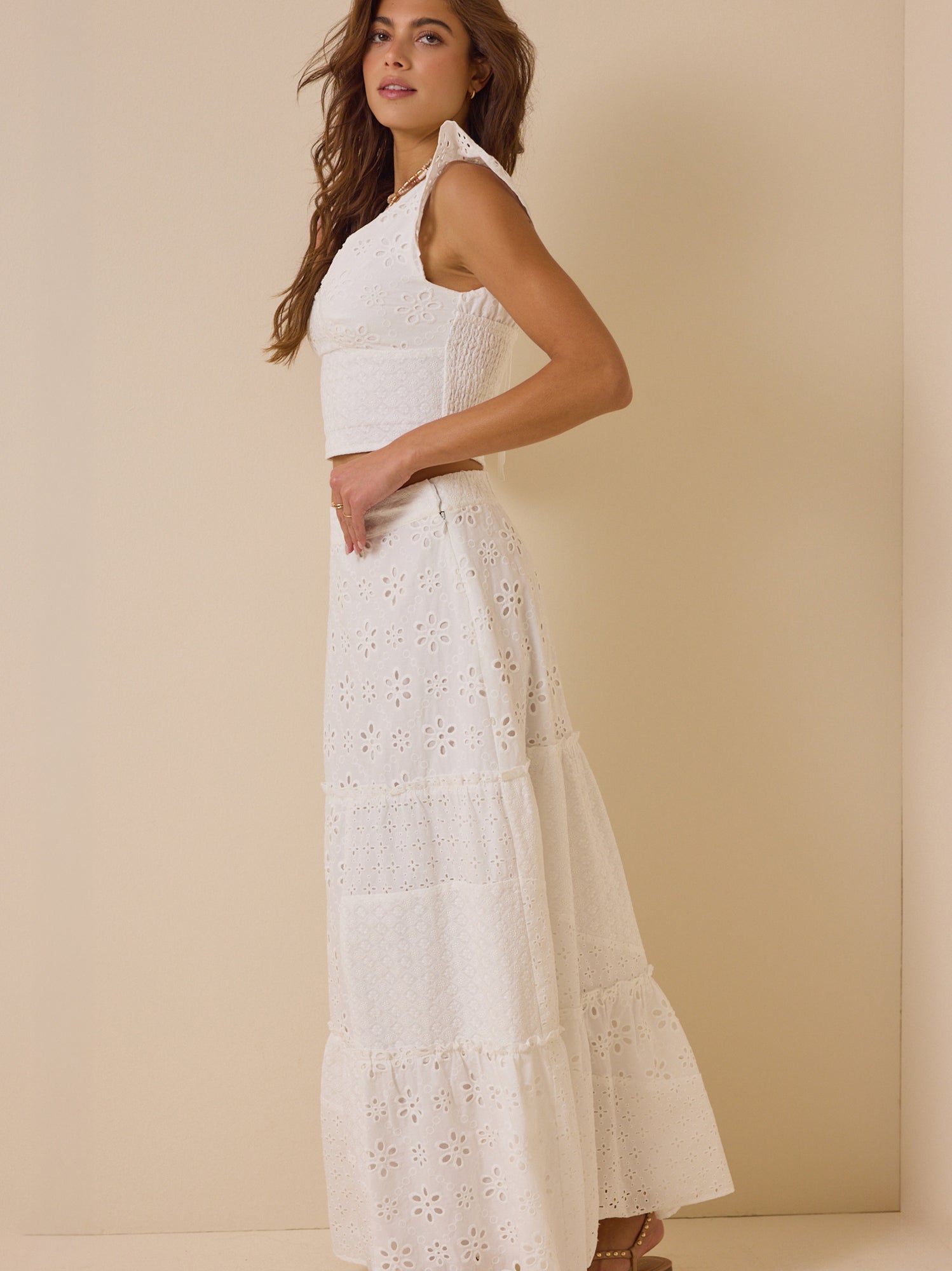 Nalia Eyelet Flutter Sleeve Top