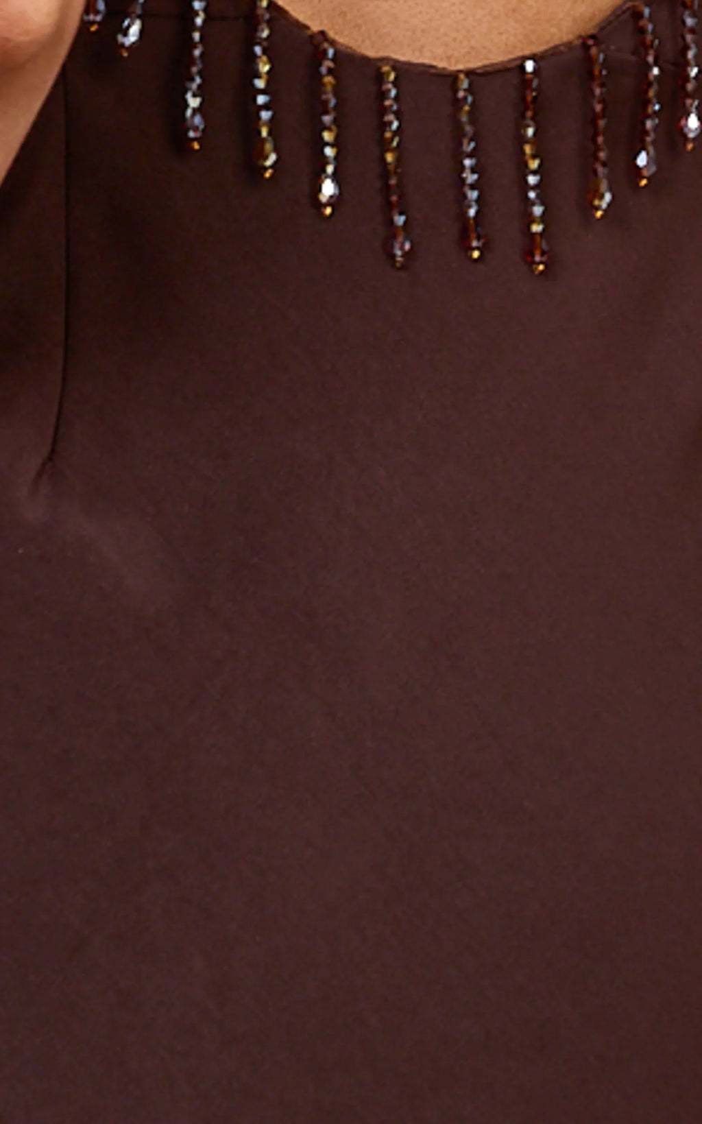 Azura Maxi Dress - Backless Beaded Trim Dress in Chocolate