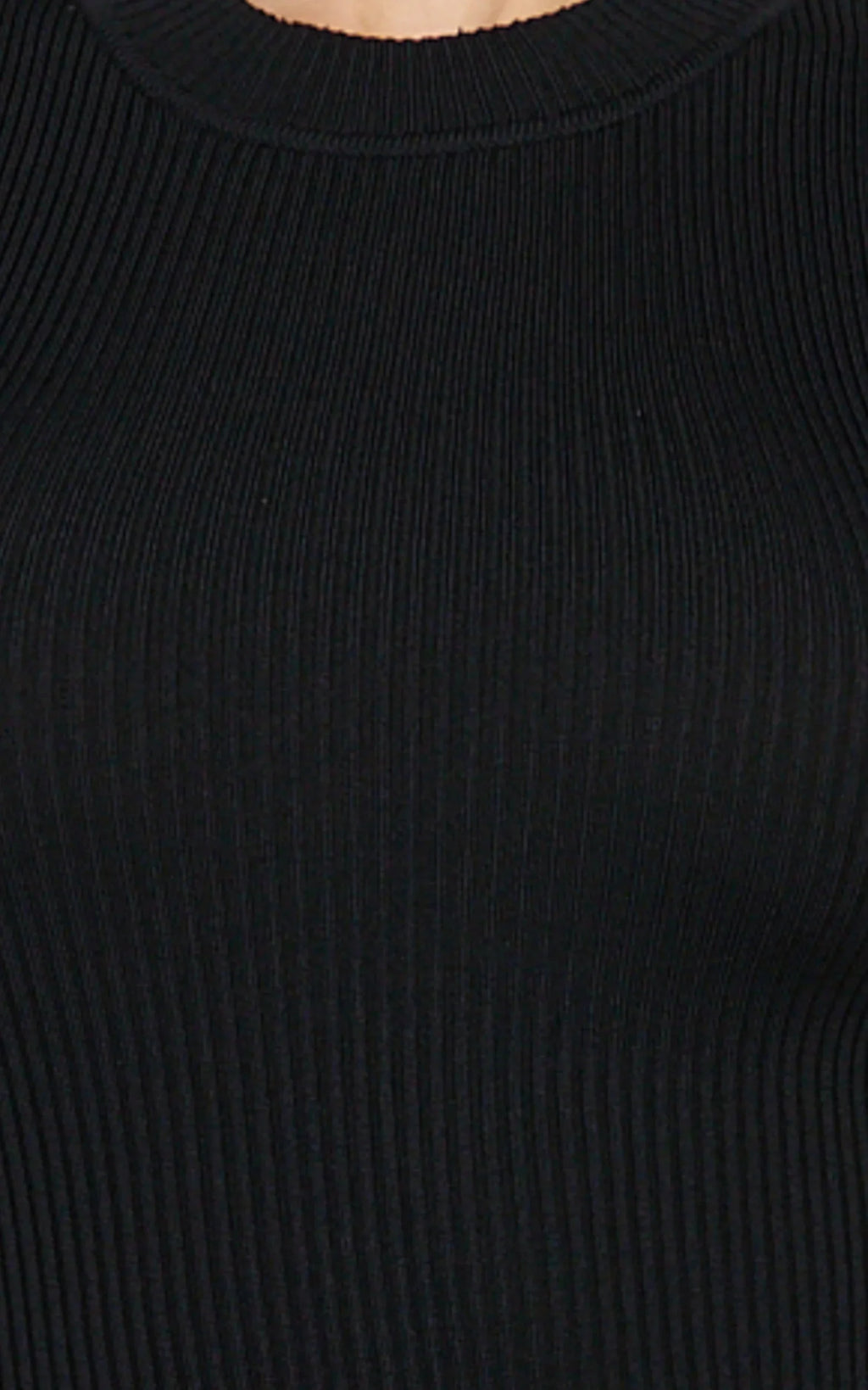 Lanie Midi Dress - Knitted Crew Neck Short Sleeve Dress in Black