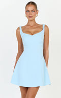 Jayce Mini Dress - Off The Shoulder A Line Dress in Blue