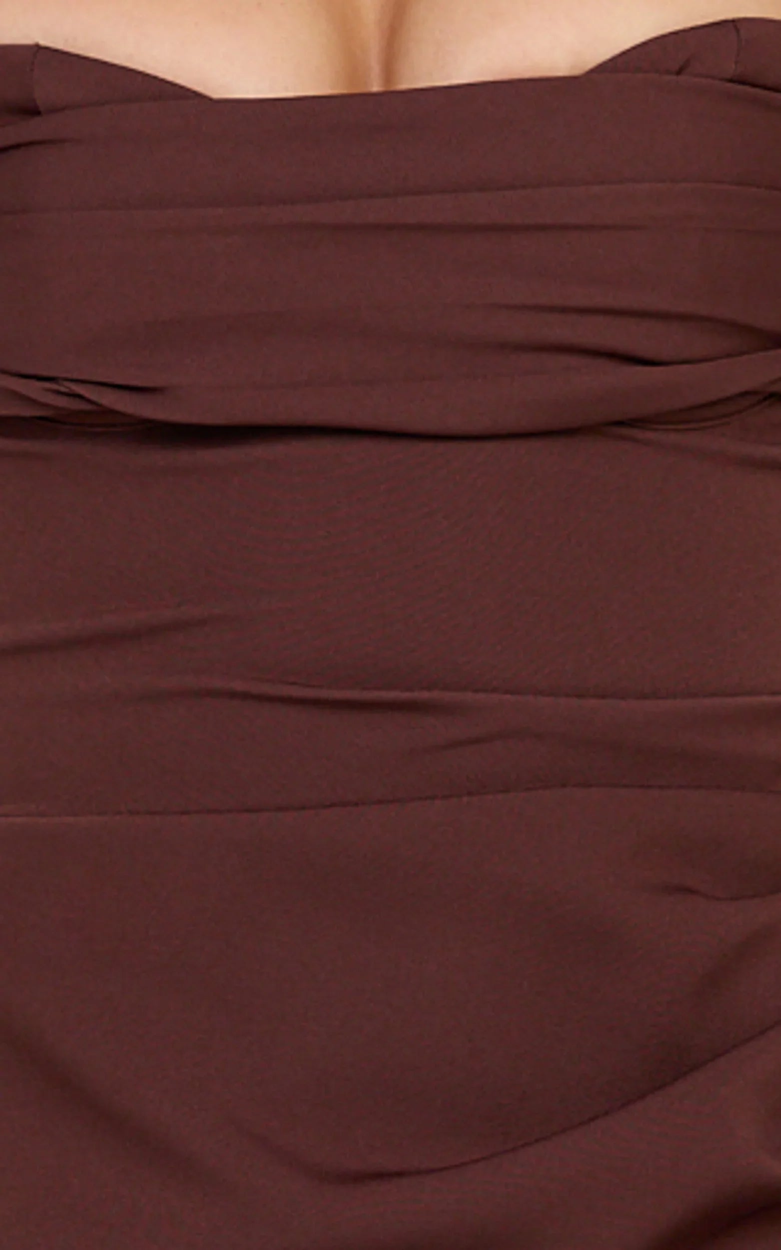 Kenna Mini Dress - Gathered Bust Tucked Waist Dress in Chocolate