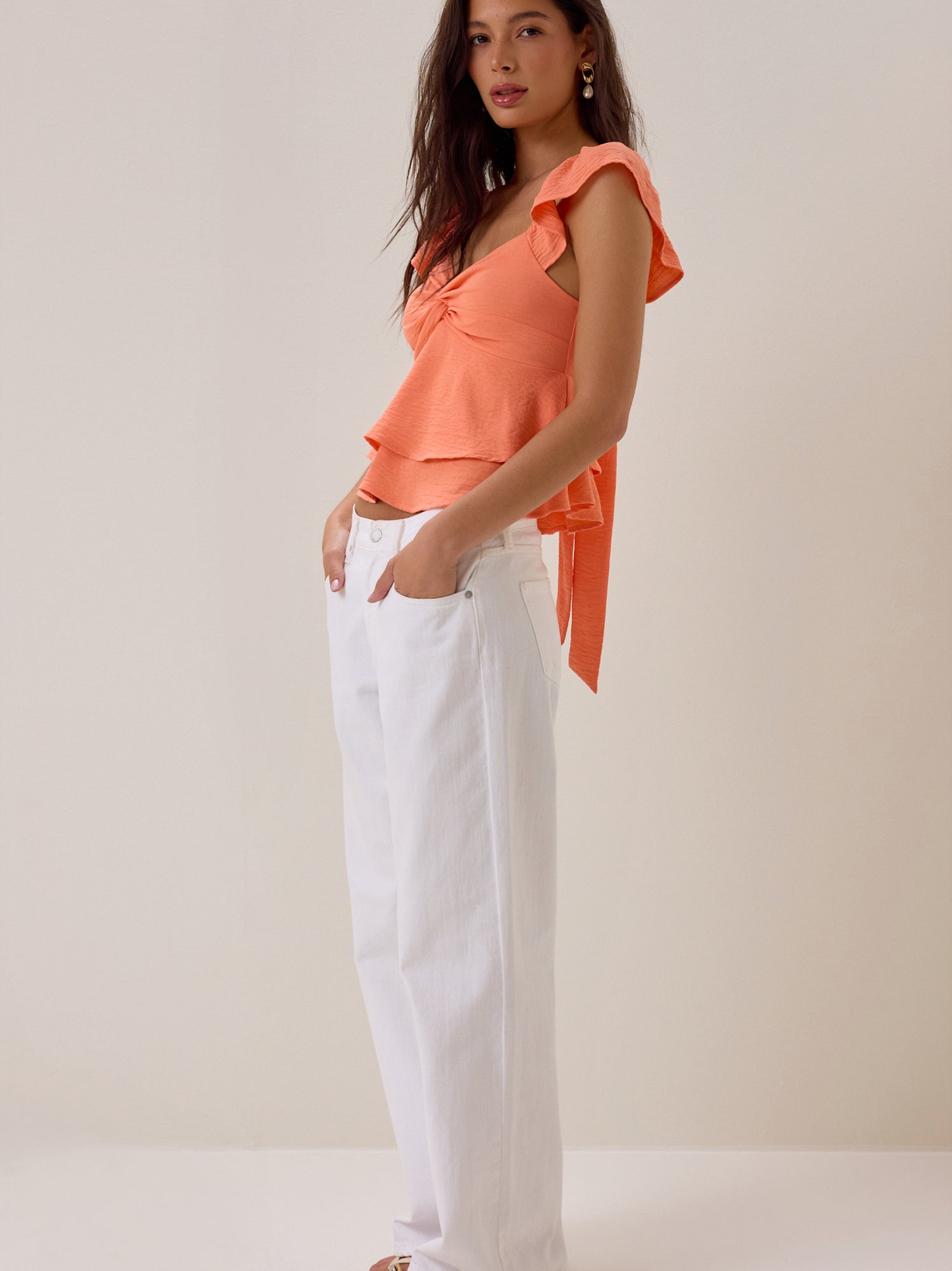 Cressida Flutter Sleeve Babydoll Top