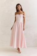 Memory Of Fate Off Shoulder Maxi Dress Pink