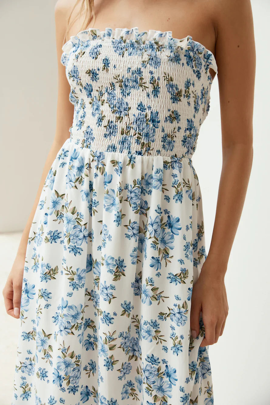 Cornflower Blooms Maxi Dress Blue