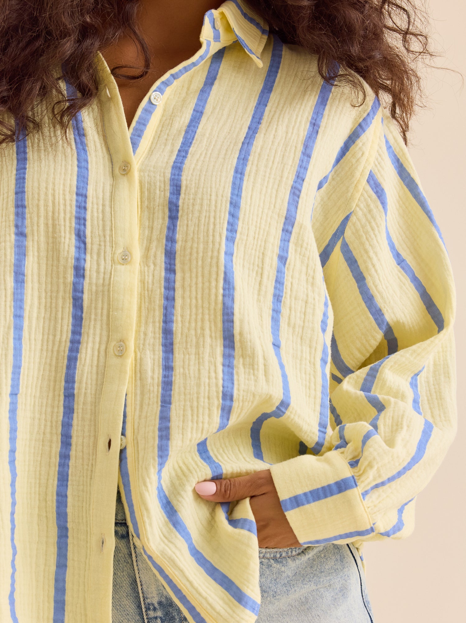 Vienna Striped Button Down Top